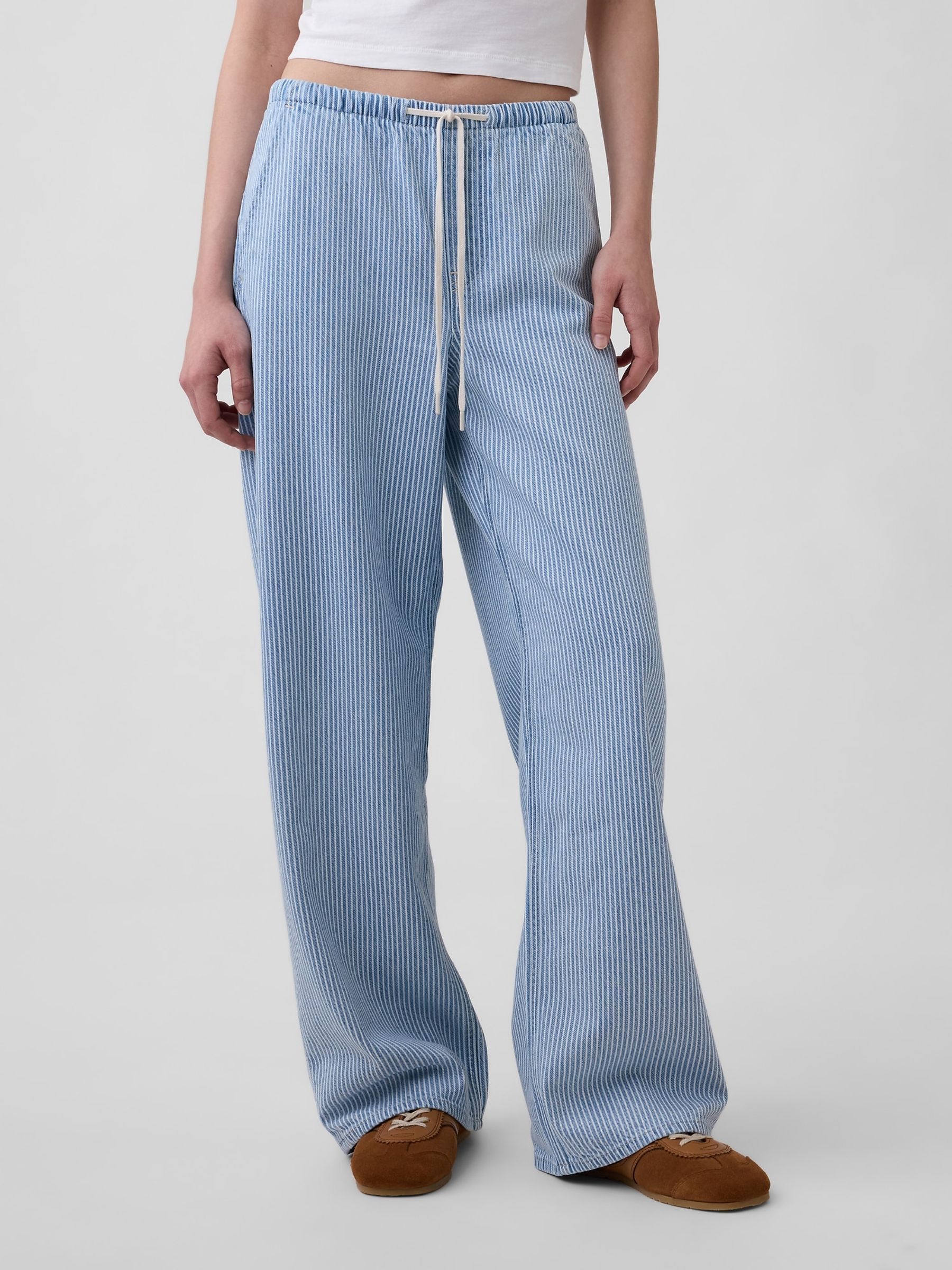 Light Wash Stripe Low Rise UltraSoft Easy '90s Loose Jeans - Image 1 of 5