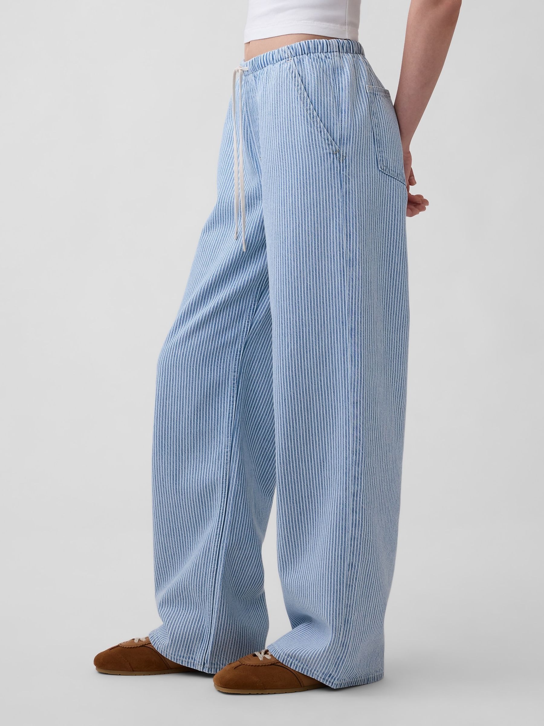 Light Wash Stripe Low Rise UltraSoft Easy '90s Loose Jeans | Gap
