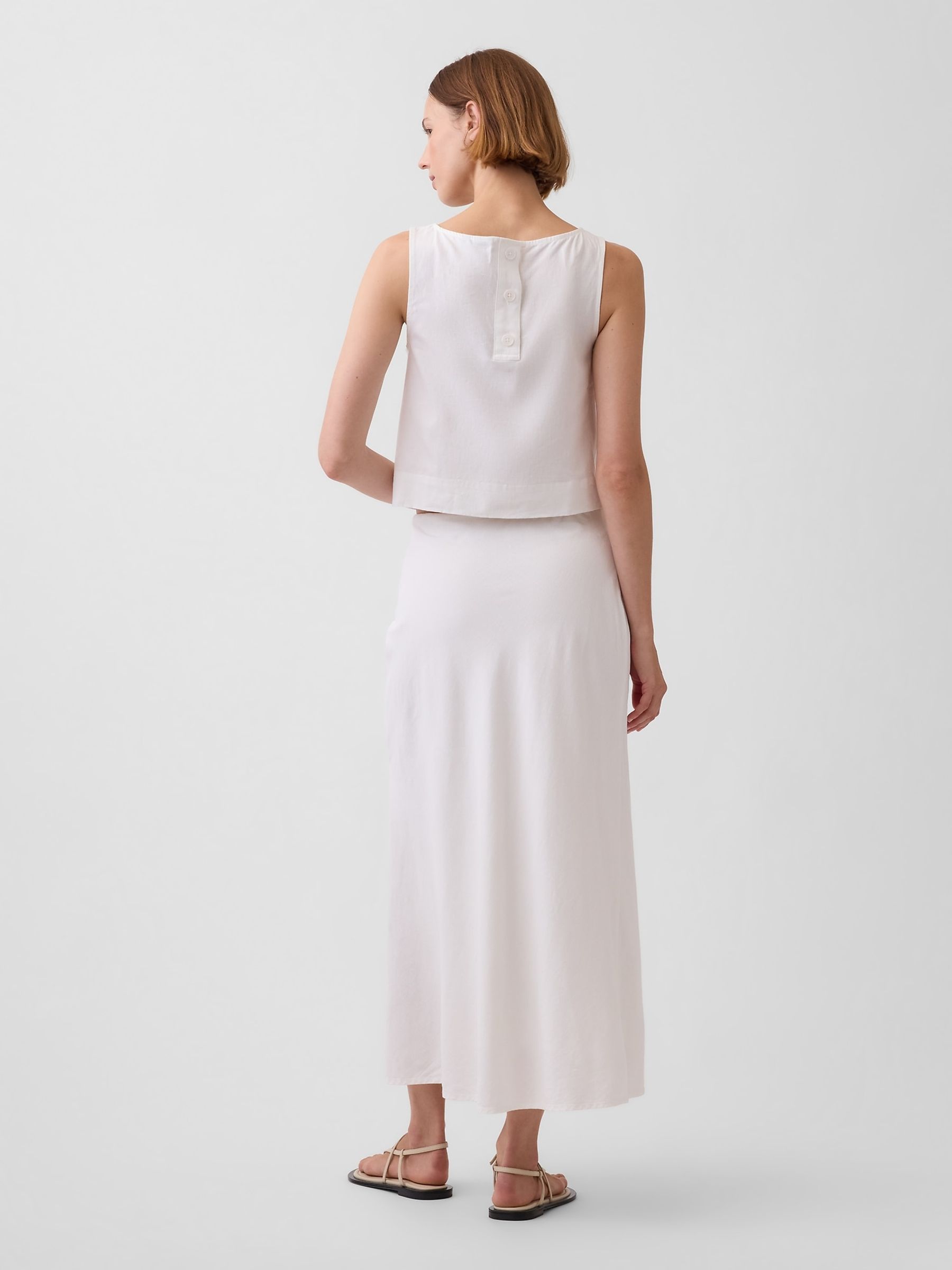 White Linen-Blend Maxi Slip Skirt - Image 2 of 4