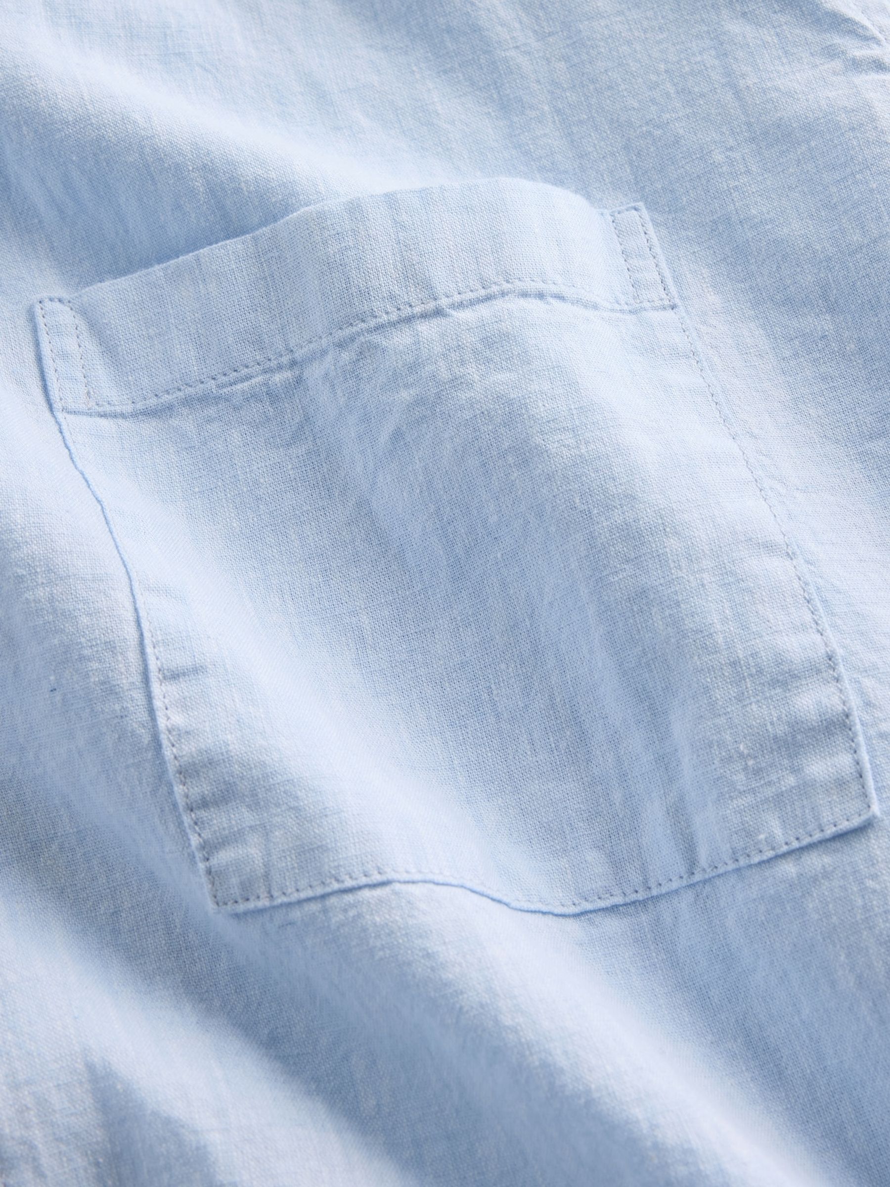 Blue Linen-Cotton Relaxed Straight-Hem Shirt - Image 4 of 4