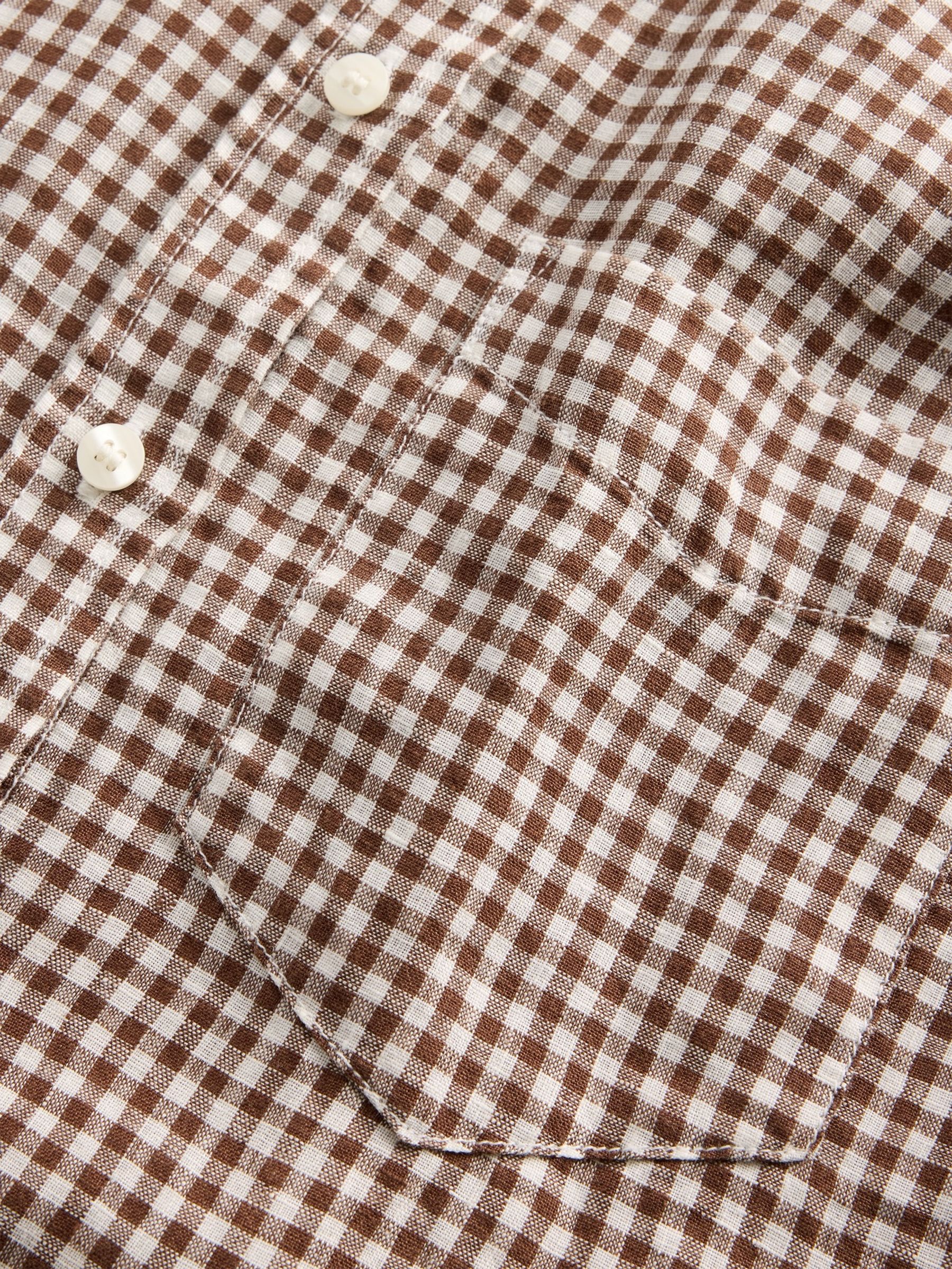 Brown Gingham Linen Oversized Shirt - Image 4 of 4