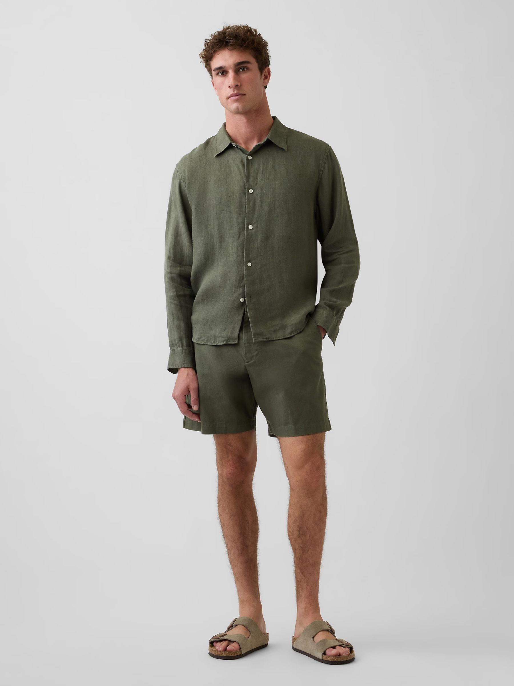 Green Linen Relaxed Shirt - Image 2 of 6