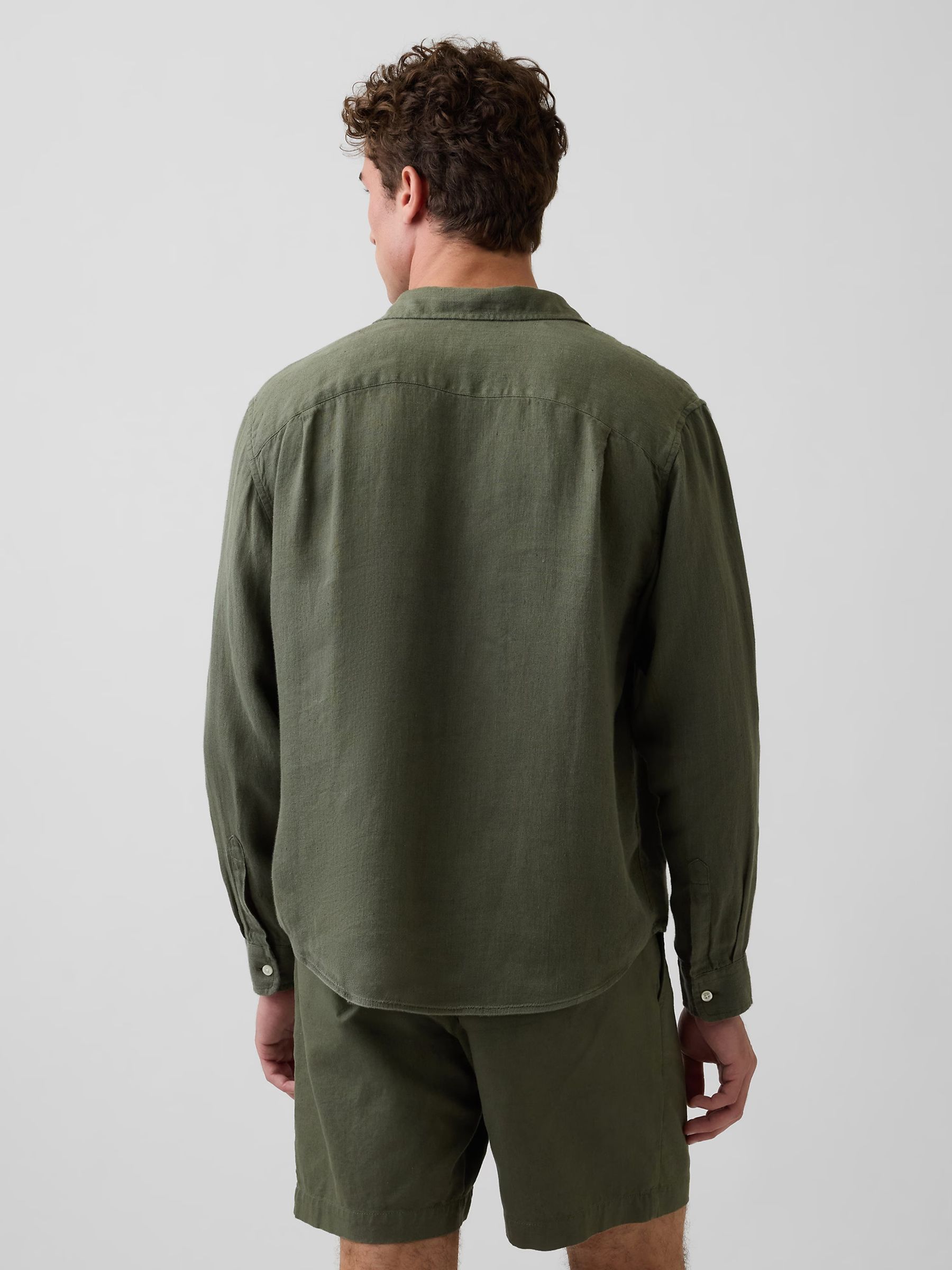 Green Linen Relaxed Shirt - Image 3 of 6