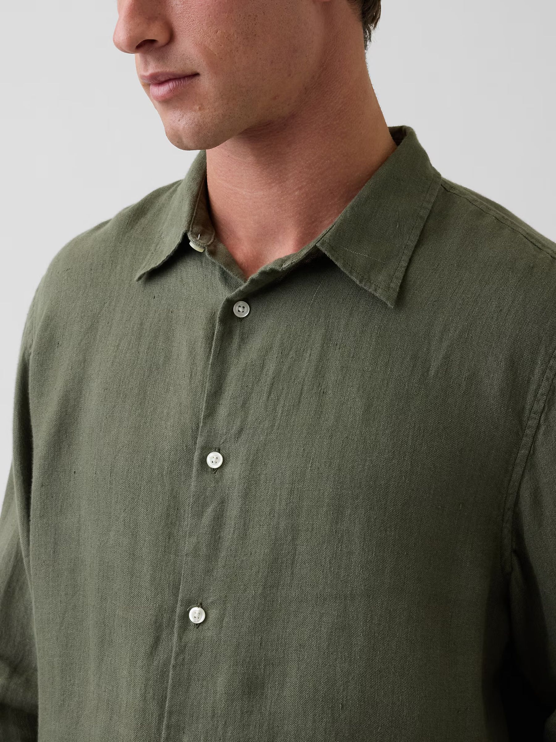 Green Linen Relaxed Shirt - Image 4 of 6