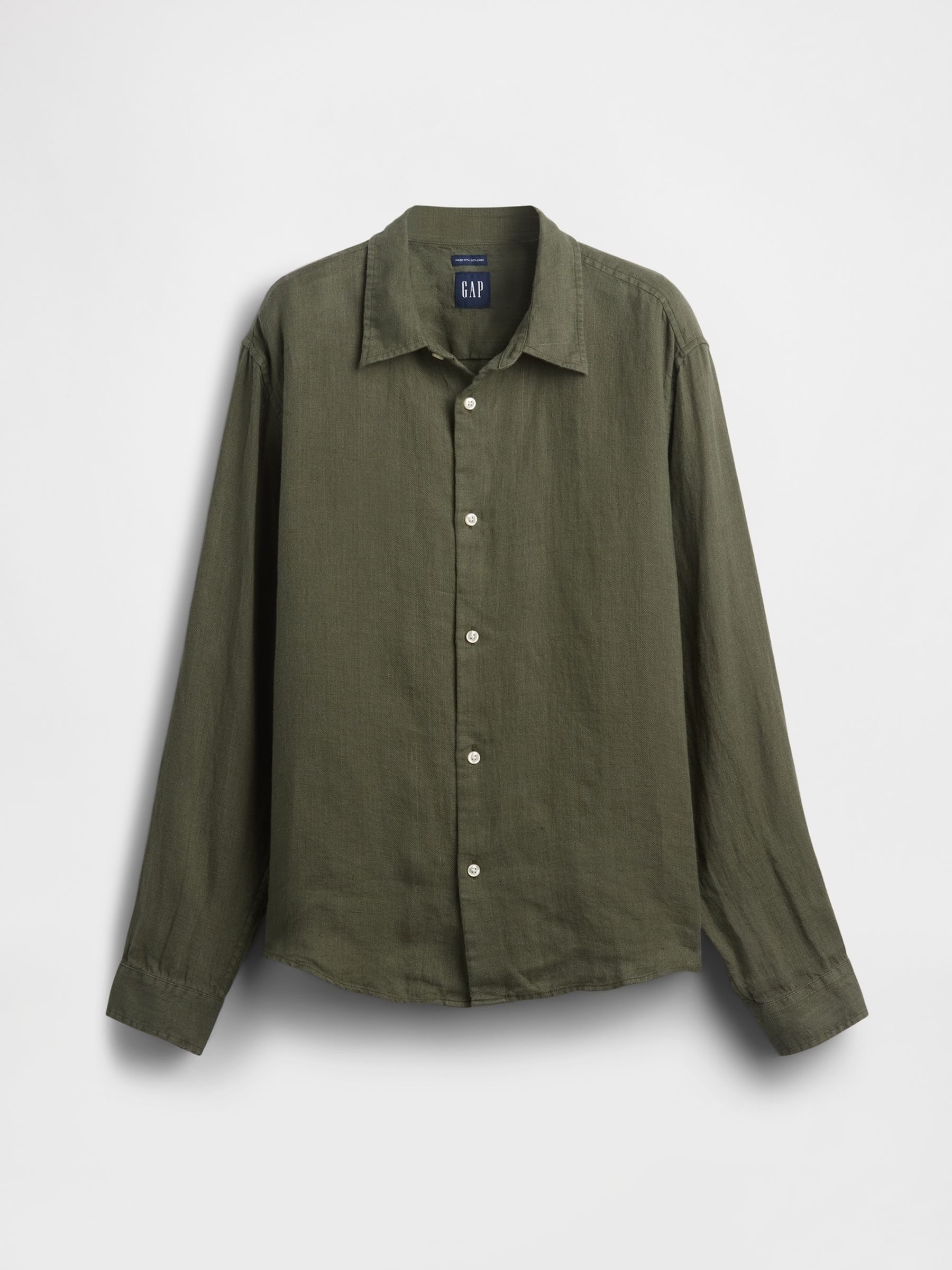 Green Linen Relaxed Shirt - Image 6 of 6