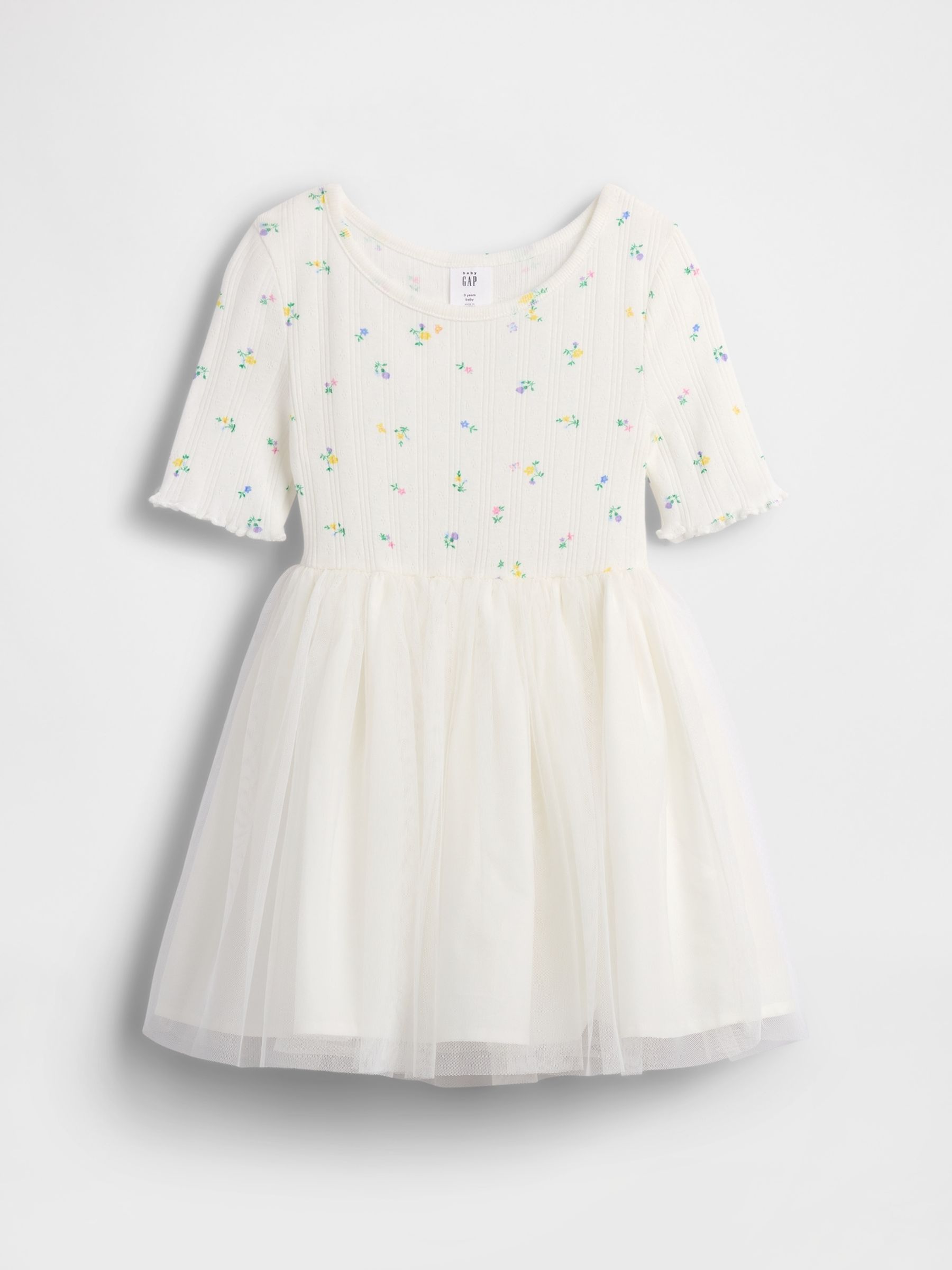 White Pointelle and Tulle Dress - Image 1 of 3