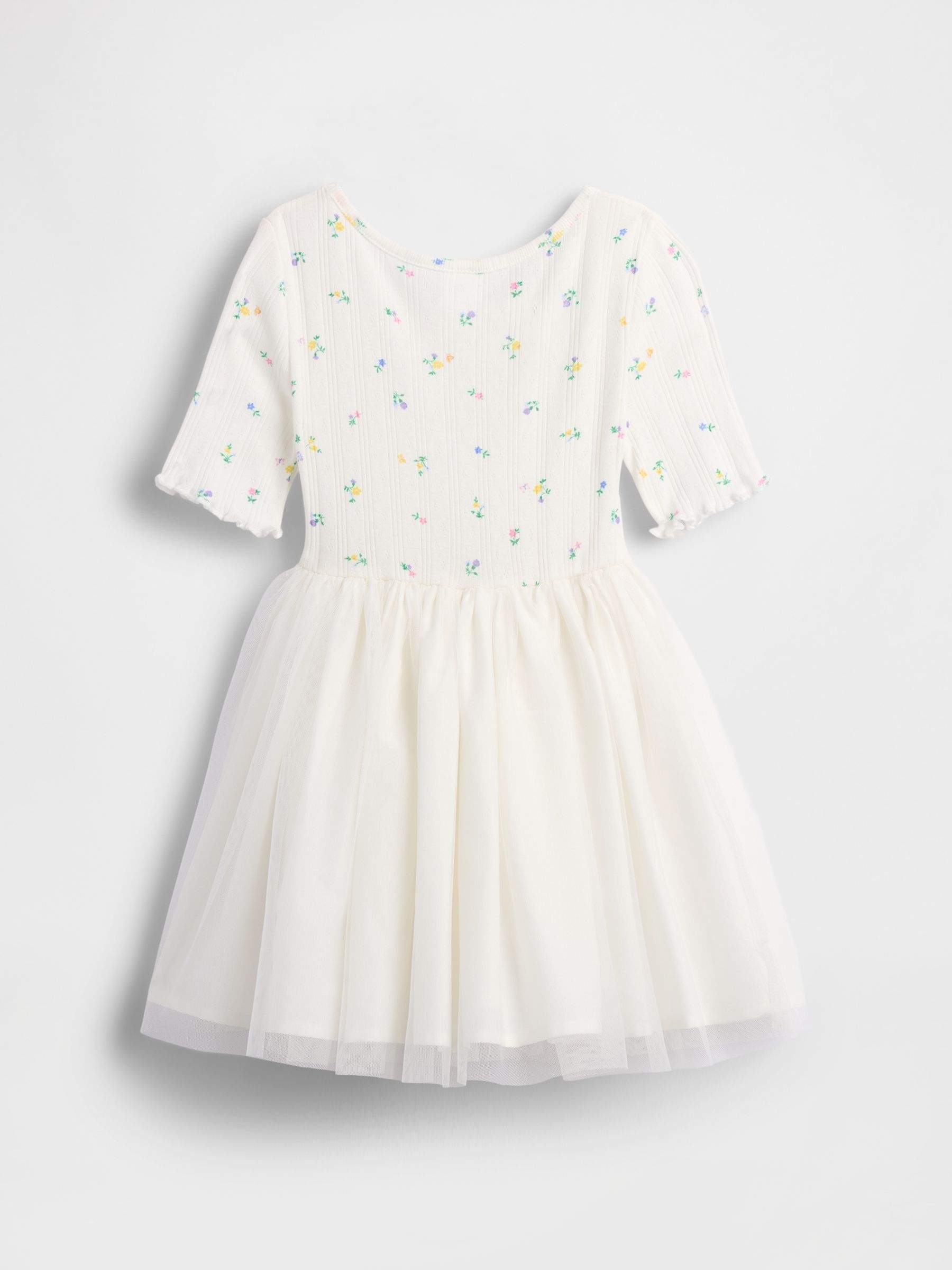 White Pointelle and Tulle Dress - Image 2 of 3