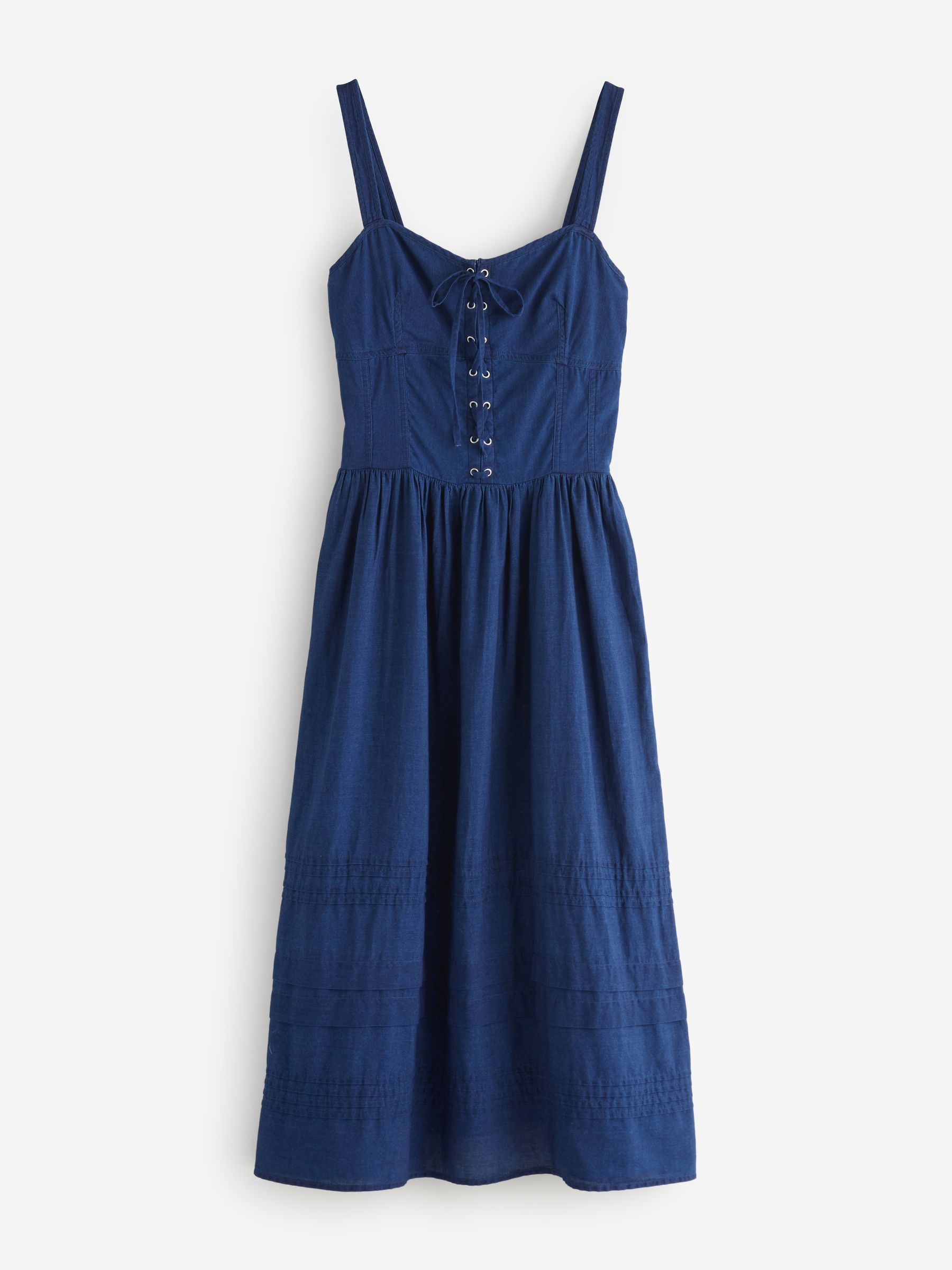 Navy Lace-Up Corset Maxi Dress - Image 1 of 4