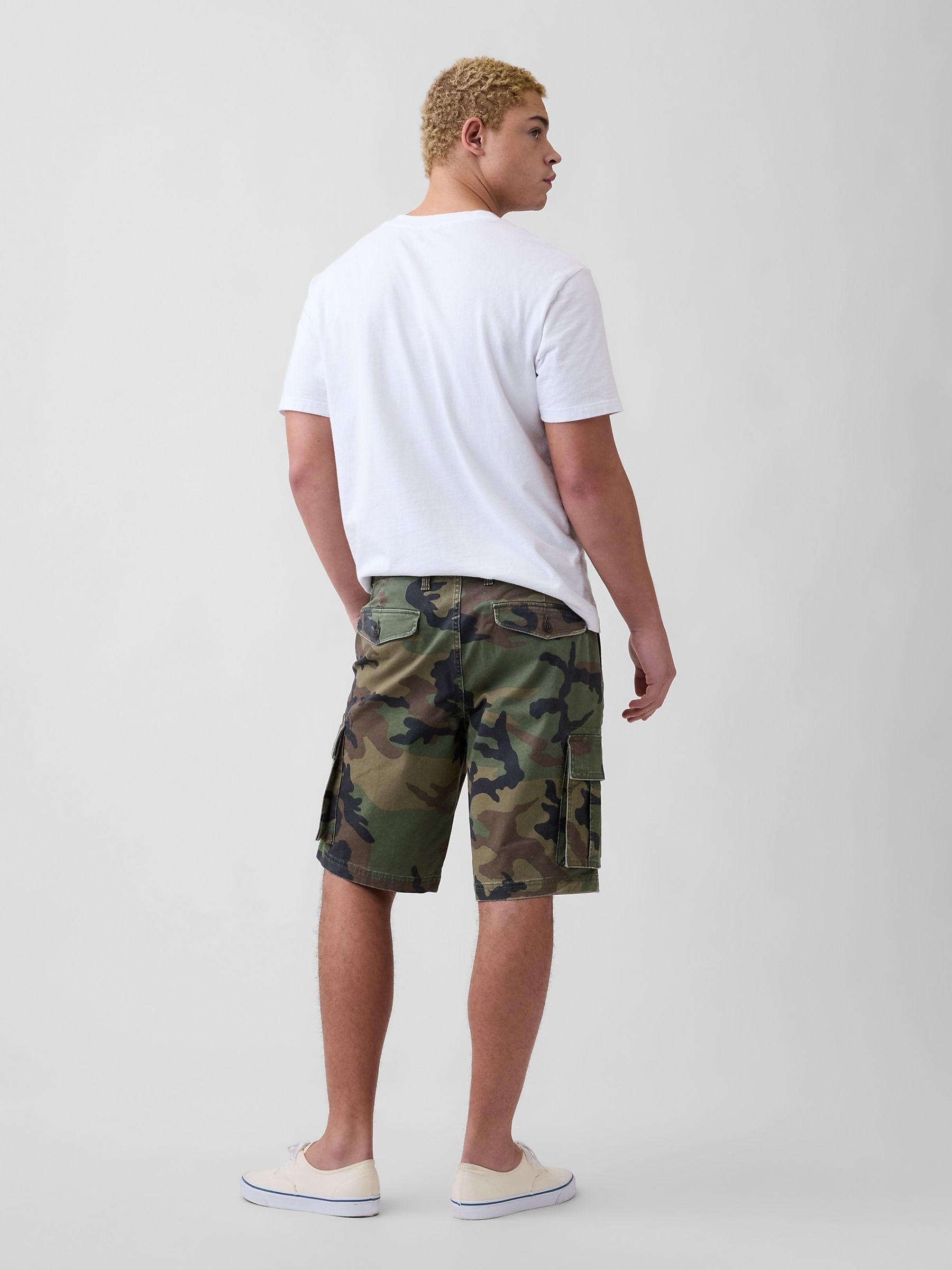 Green Camo 11 inch Essential Cargo Shorts - Image 2 of 6 Green Camo 11 inch Essential Cargo Shorts - Image 2 of 6