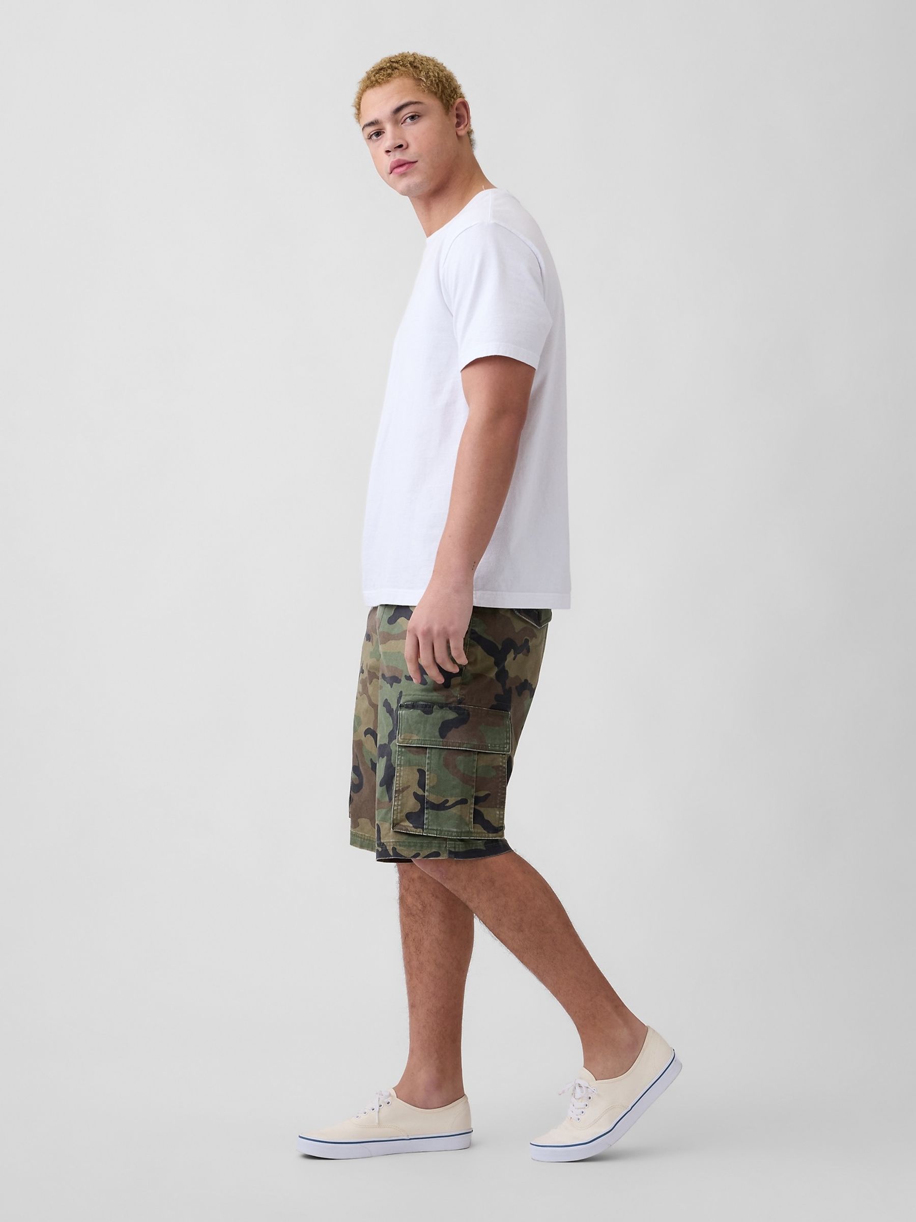 Green Camo 11 inch Essential Cargo Shorts - Image 4 of 6