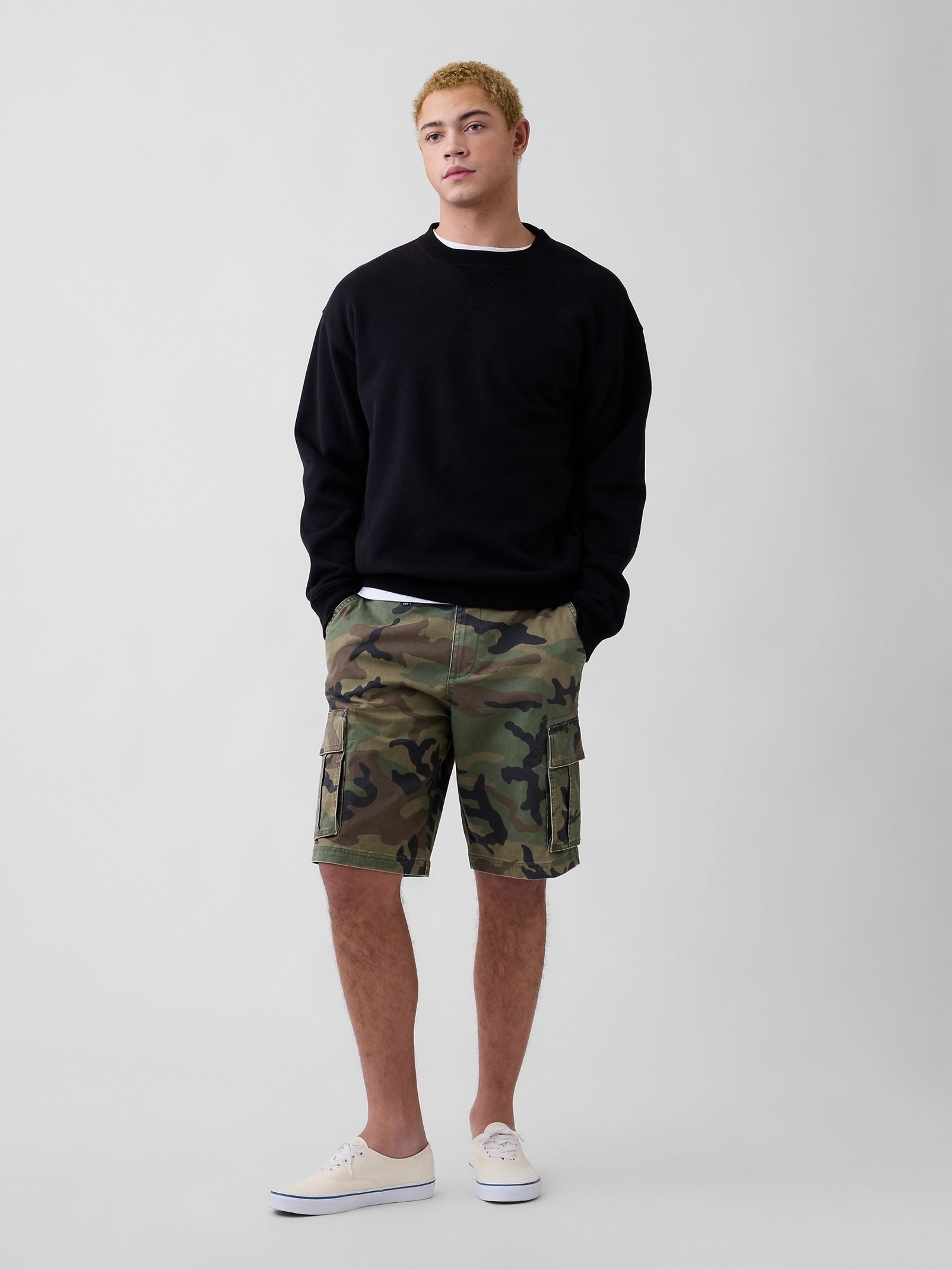 Green Camo 11 inch Essential Cargo Shorts - Image 5 of 6