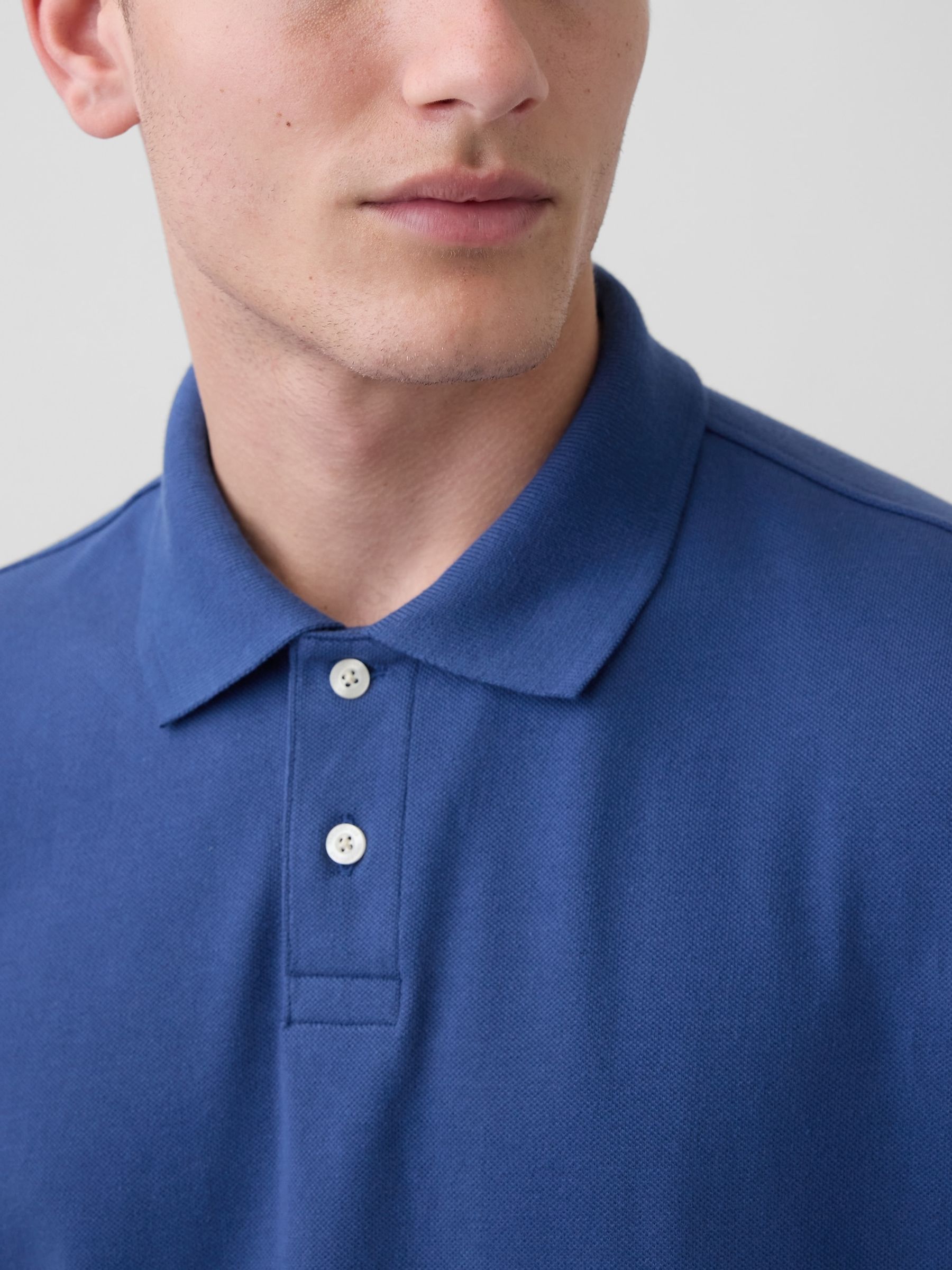 Blue Relaxed Pique Polo Shirt - Image 4 of 4