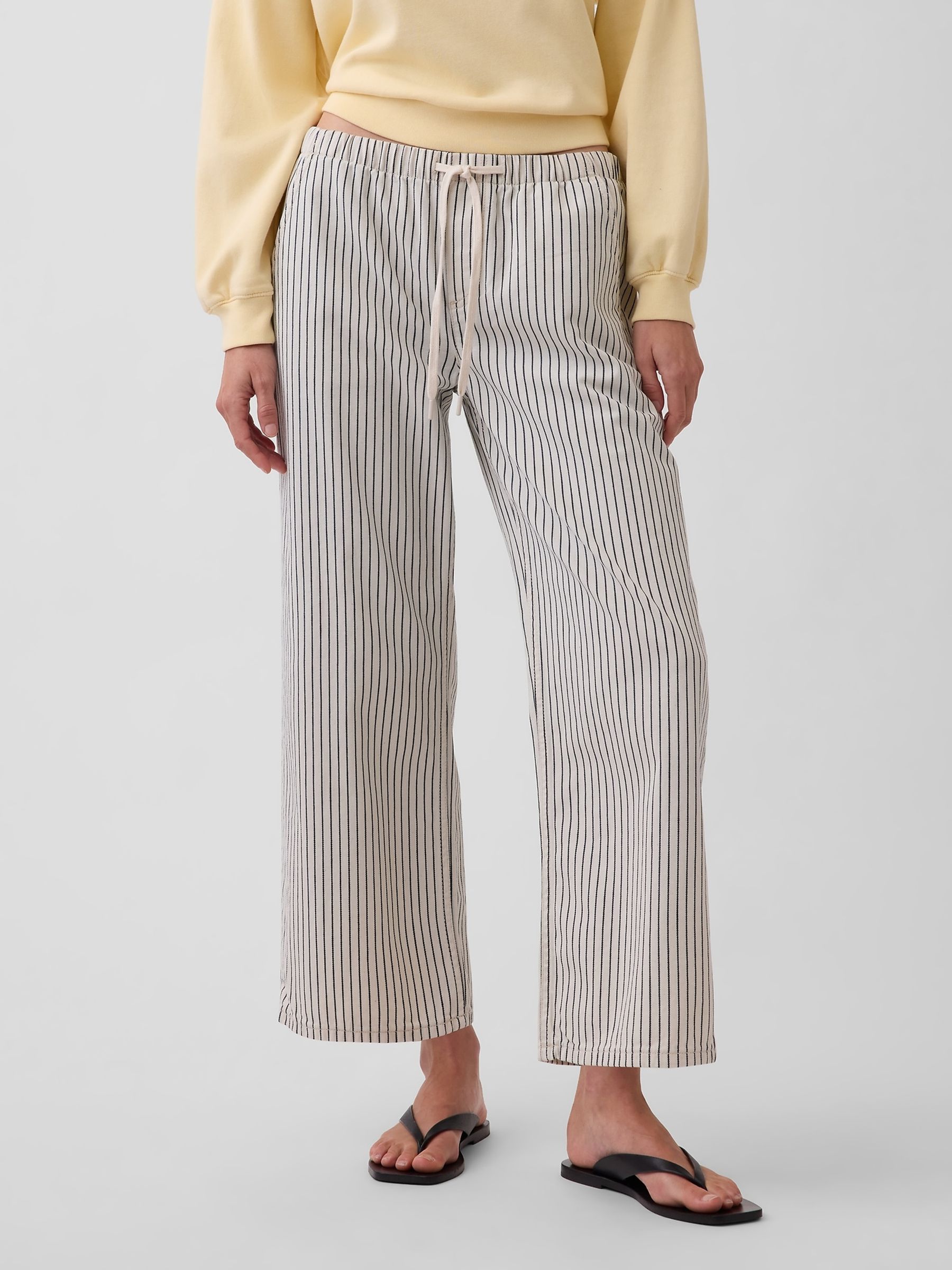 Cream Low Rise '90s Loose Easy Crop Stripe Jeans - Image 1 of 4