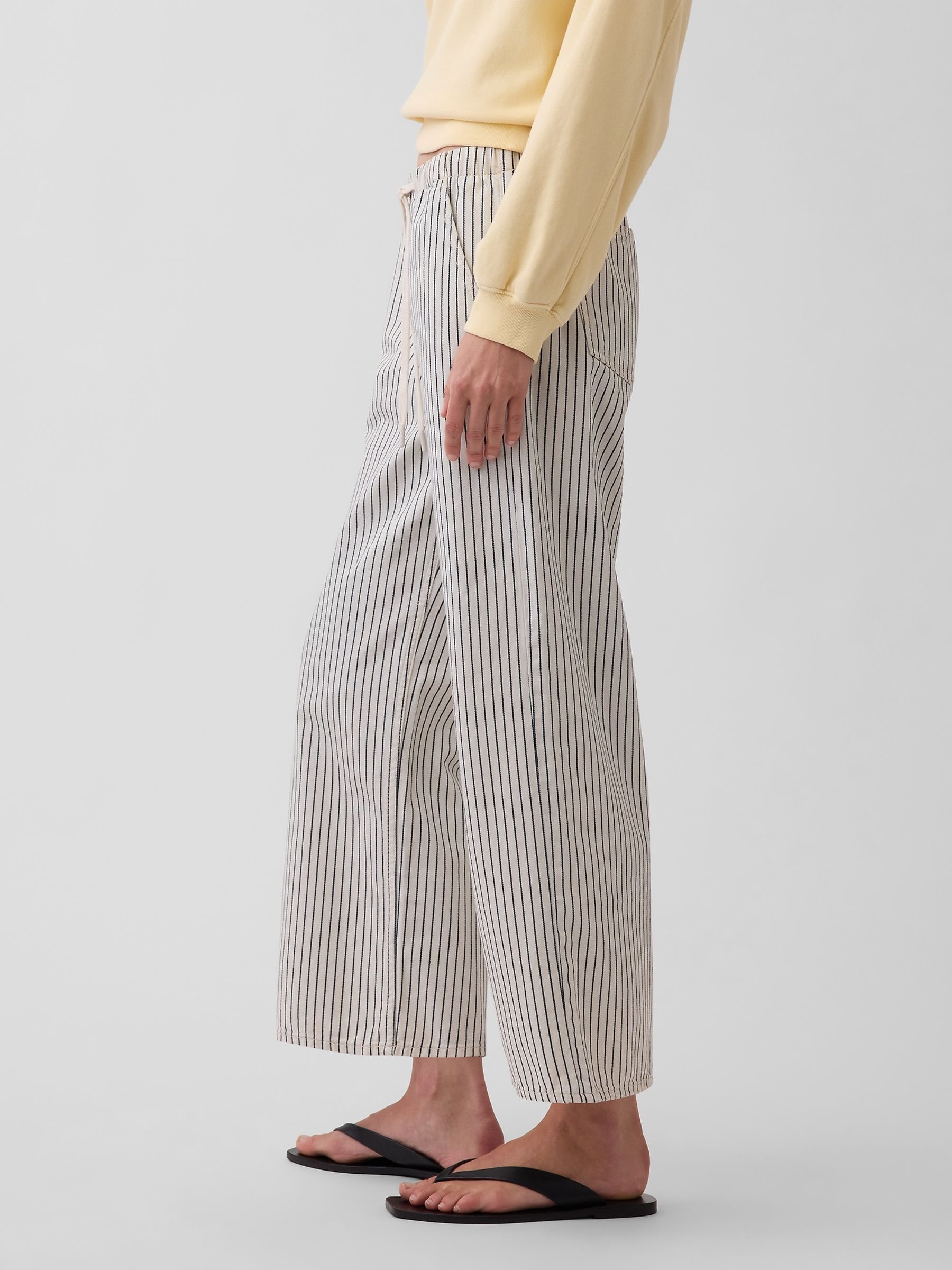 Cream Low Rise '90s Loose Easy Crop Stripe Jeans - Image 3 of 4