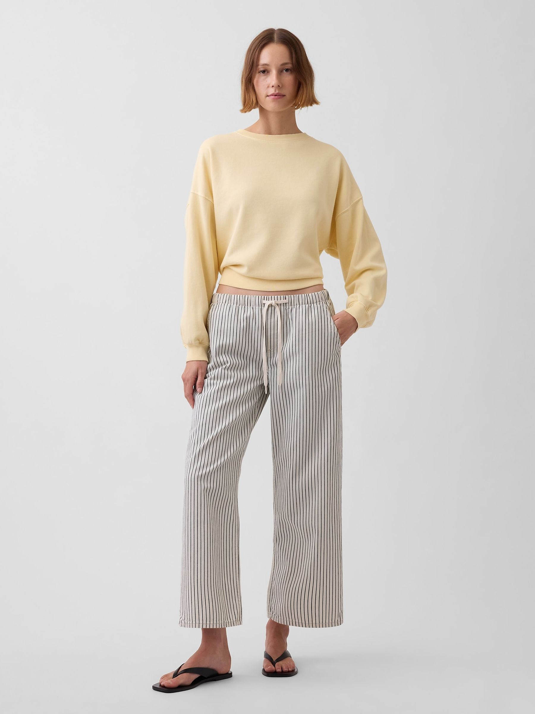 Cream Low Rise '90s Loose Easy Crop Stripe Jeans - Image 4 of 4