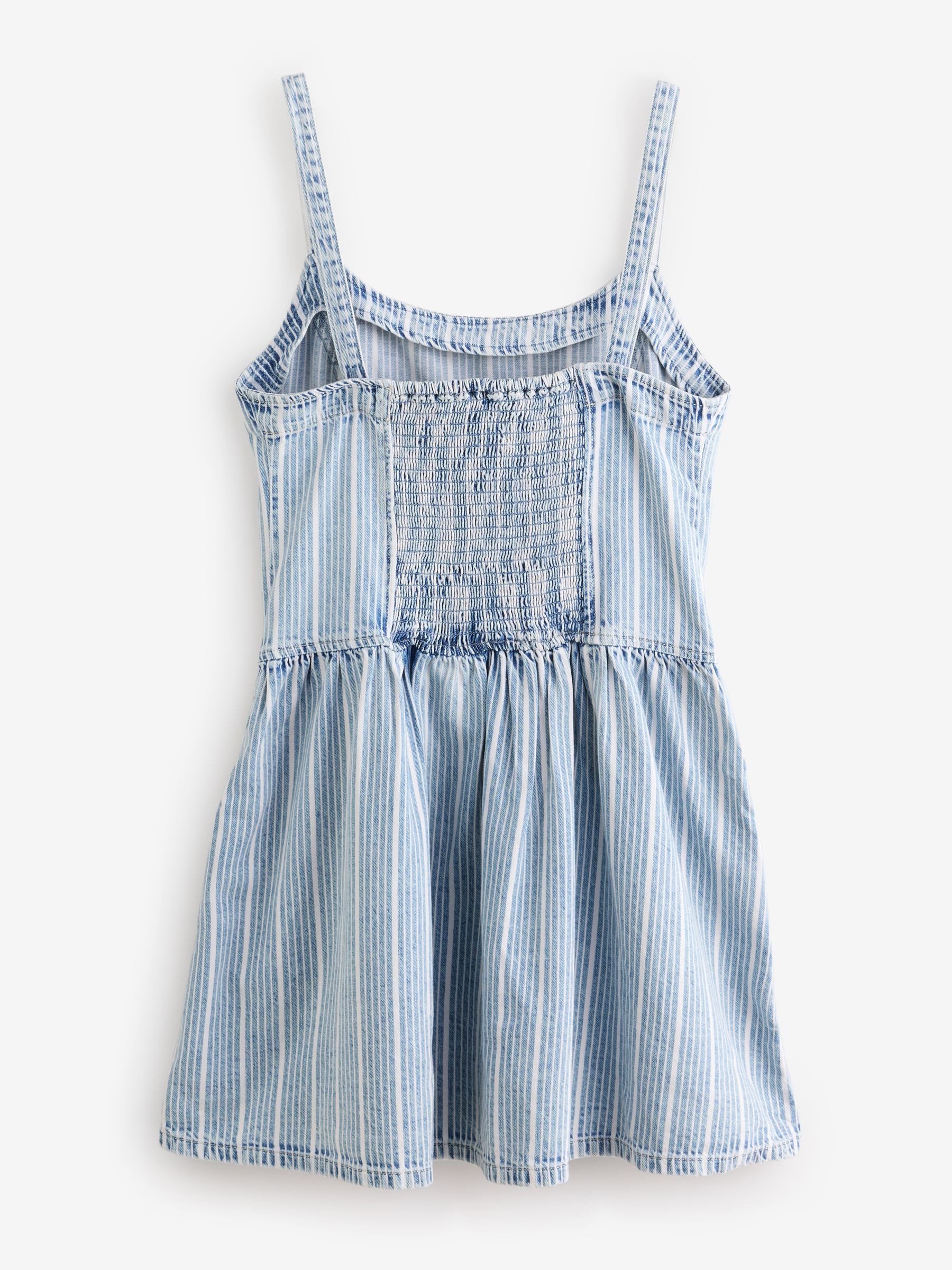 Light Wash UltraSoft Denim Stripe Drop-Waist Mini Dress - Image 6 of 9