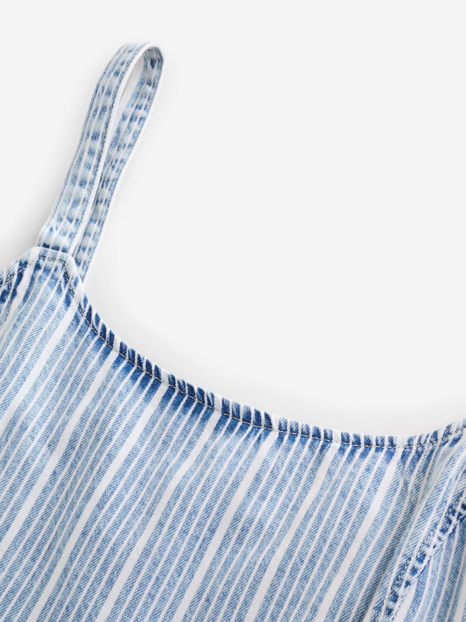 Light Wash UltraSoft Denim Stripe Drop-Waist Mini Dress - Image 7 of 9