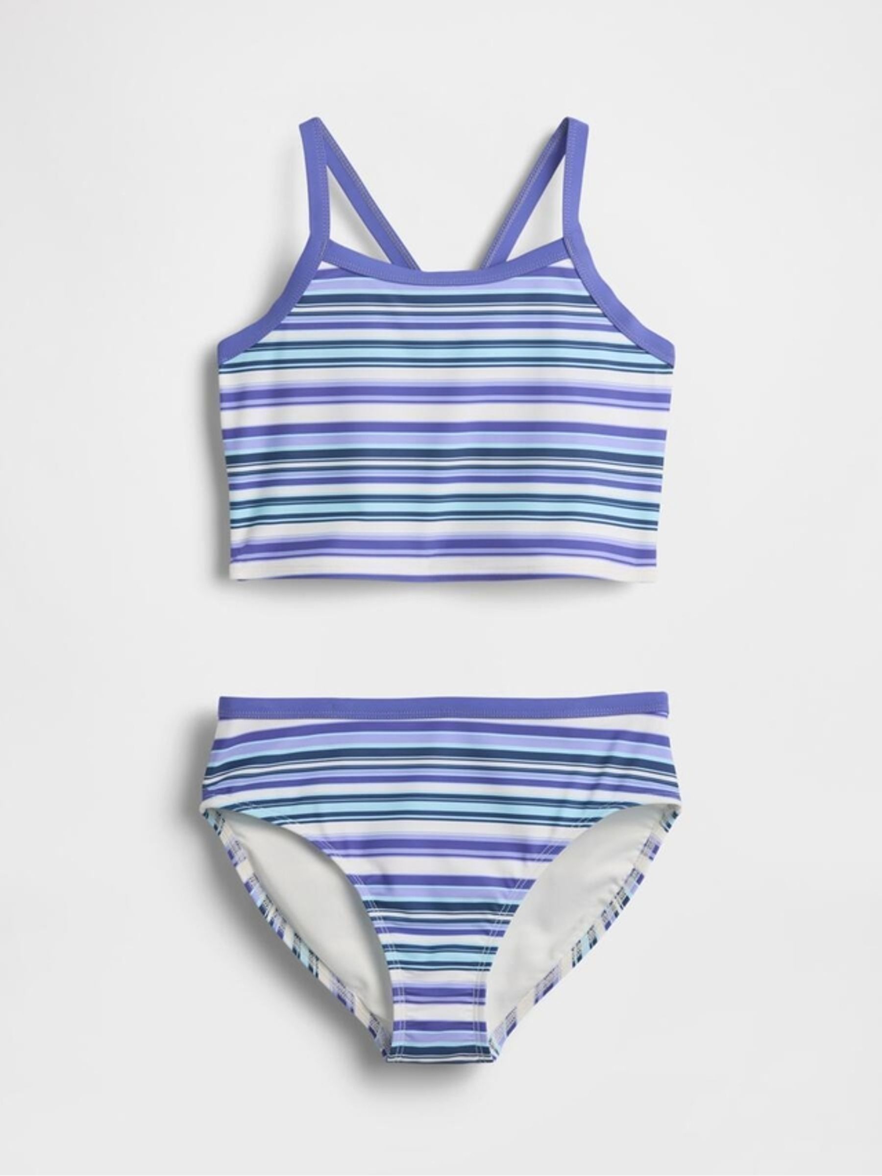 Blue Stripe Two-Piece Swimsuit - Image 1 of 3 Blue Stripe Two-Piece Swimsuit - Image 1 of 3