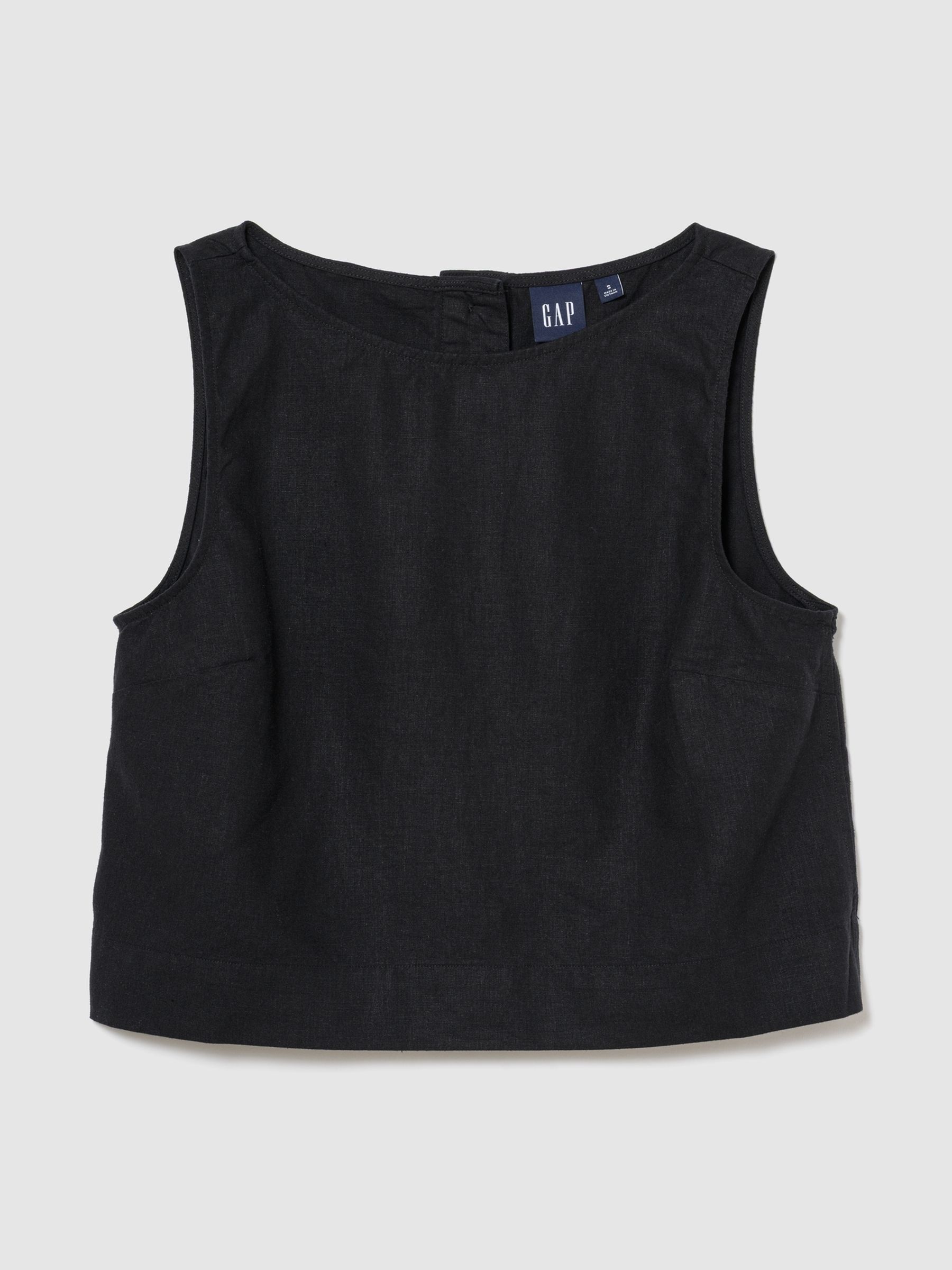 Black Linen-Blend Crop Shell Vest - Image 1 of 1