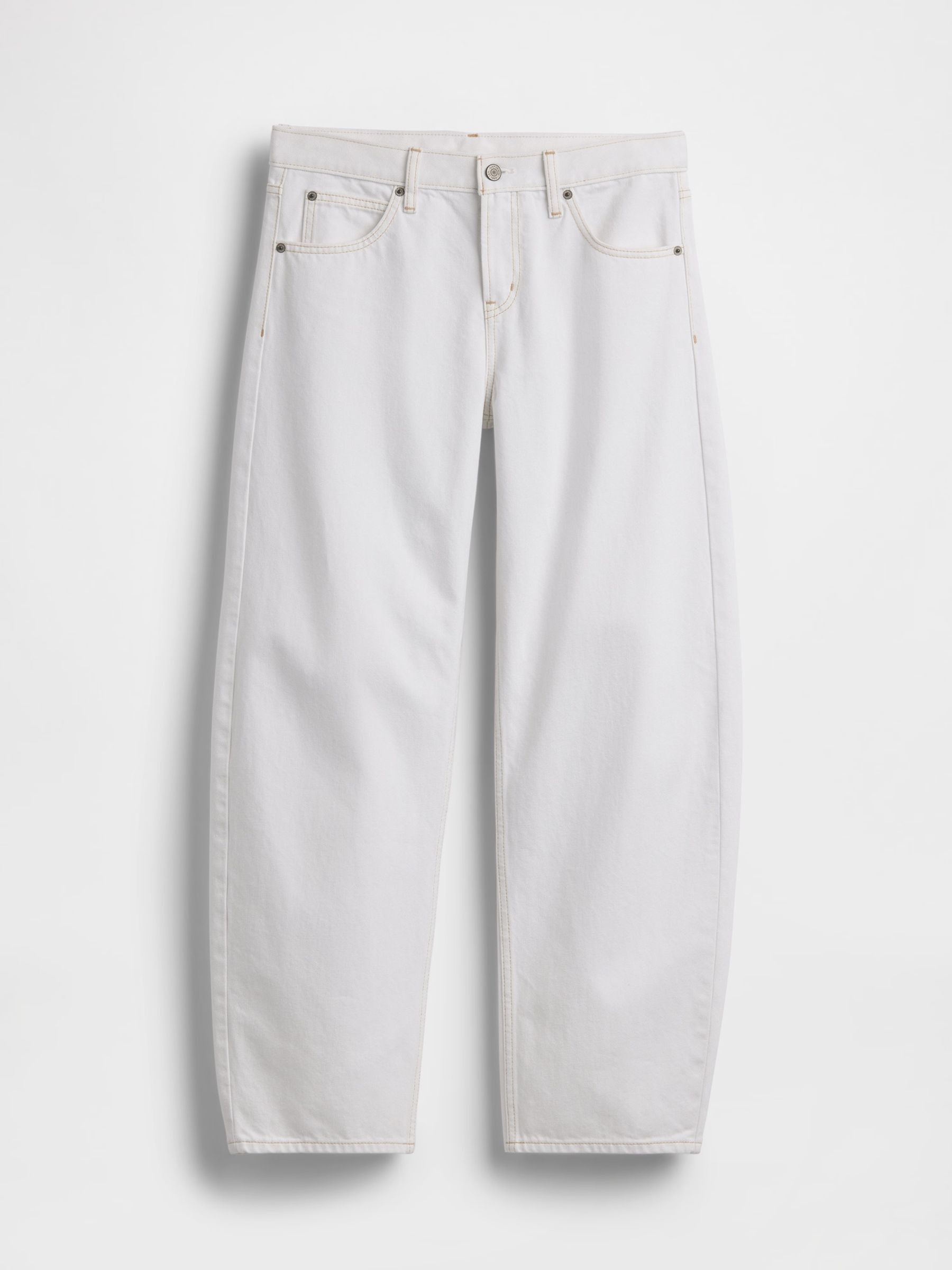 White Low Rise Barrel Jeans - Image 4 of 4