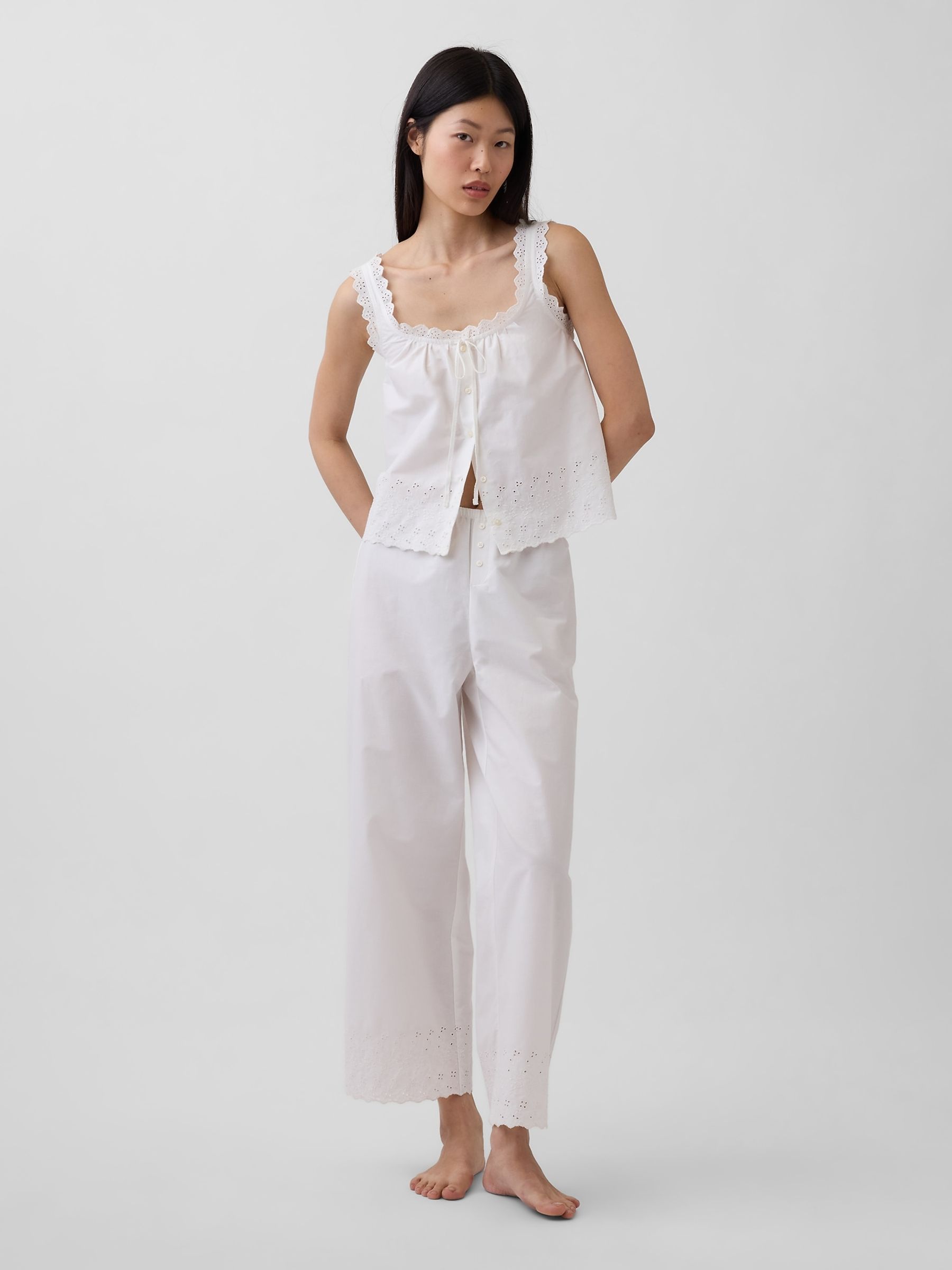 White Embroidered Pyjama Bottoms - Image 3 of 5