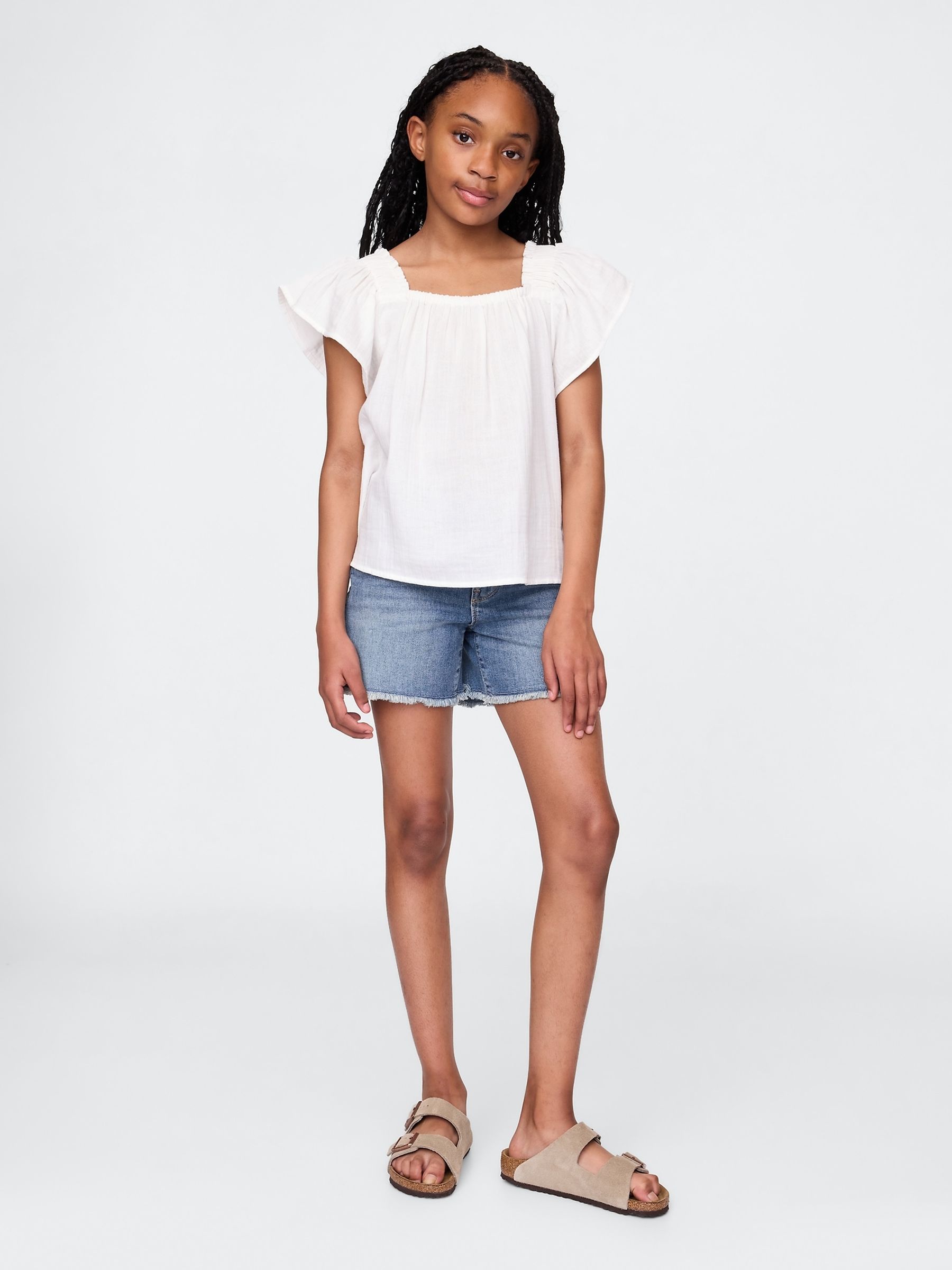Light Wash Denim Midi Shorts - Image 3 of 5
