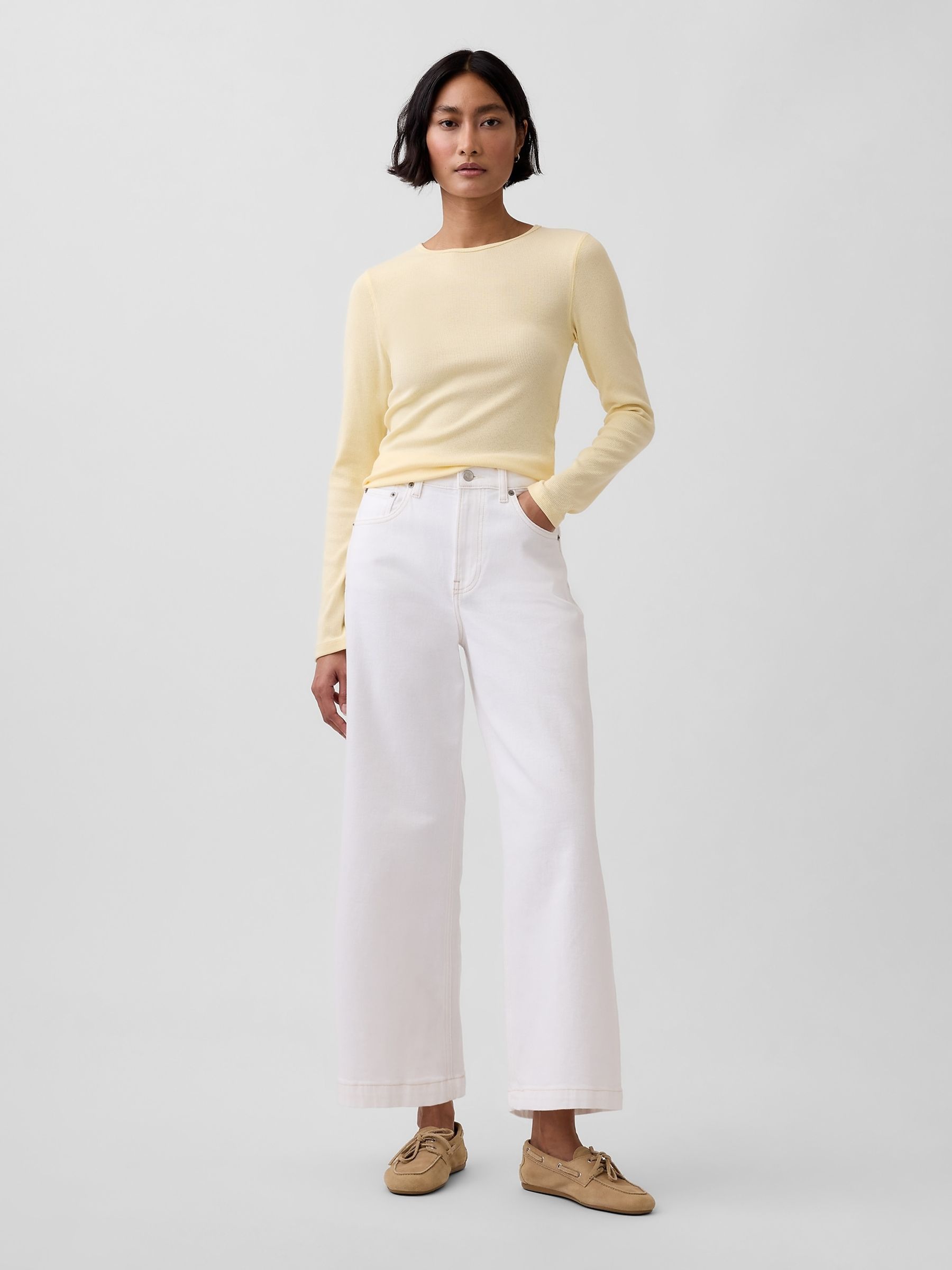 White High Waisted Stride Wide-Leg Ankle Jeans - Image 3 of 4