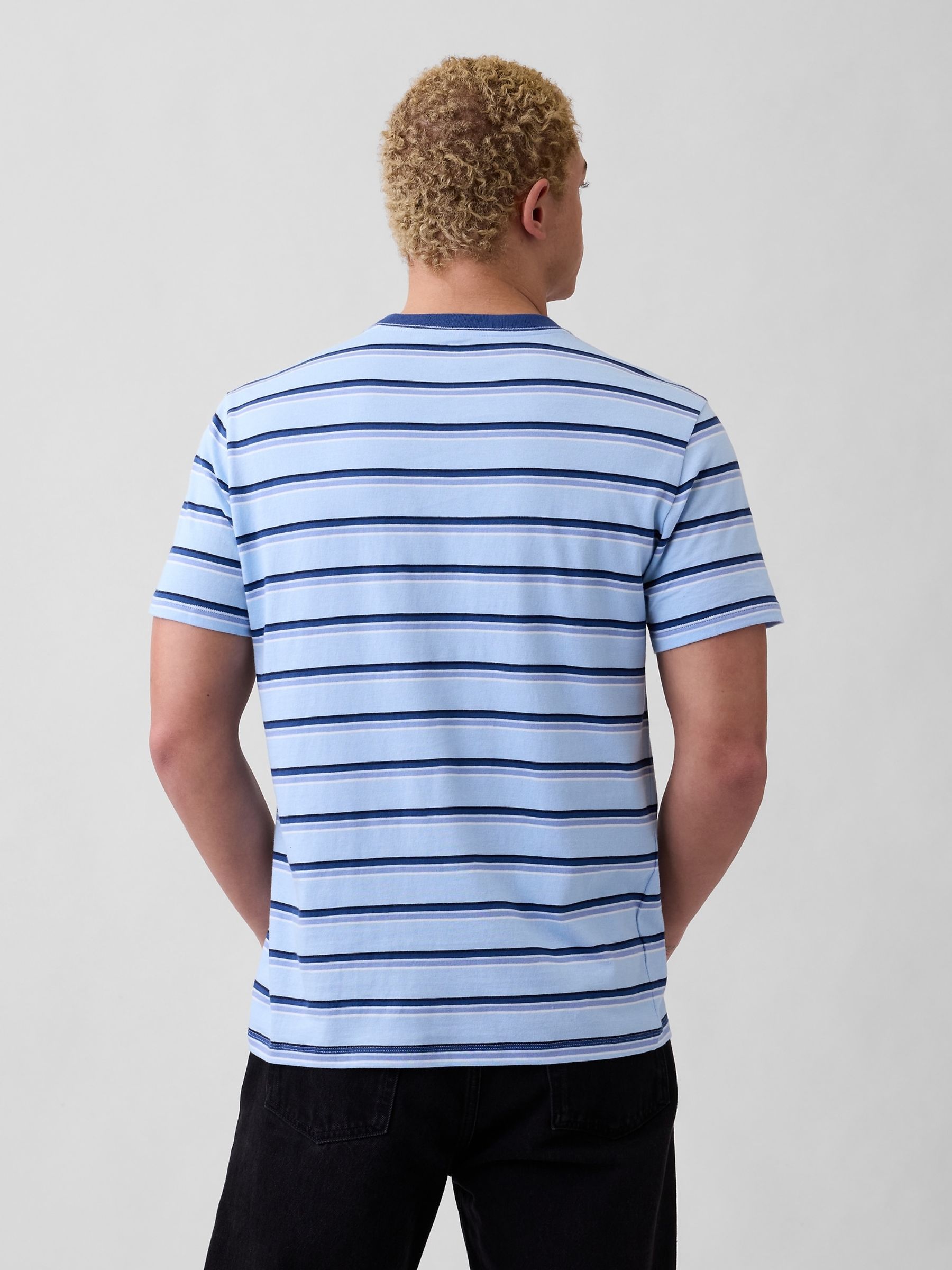 Blue Everyday Soft Stripe Crew Neck T-Shirt - Image 2 of 5