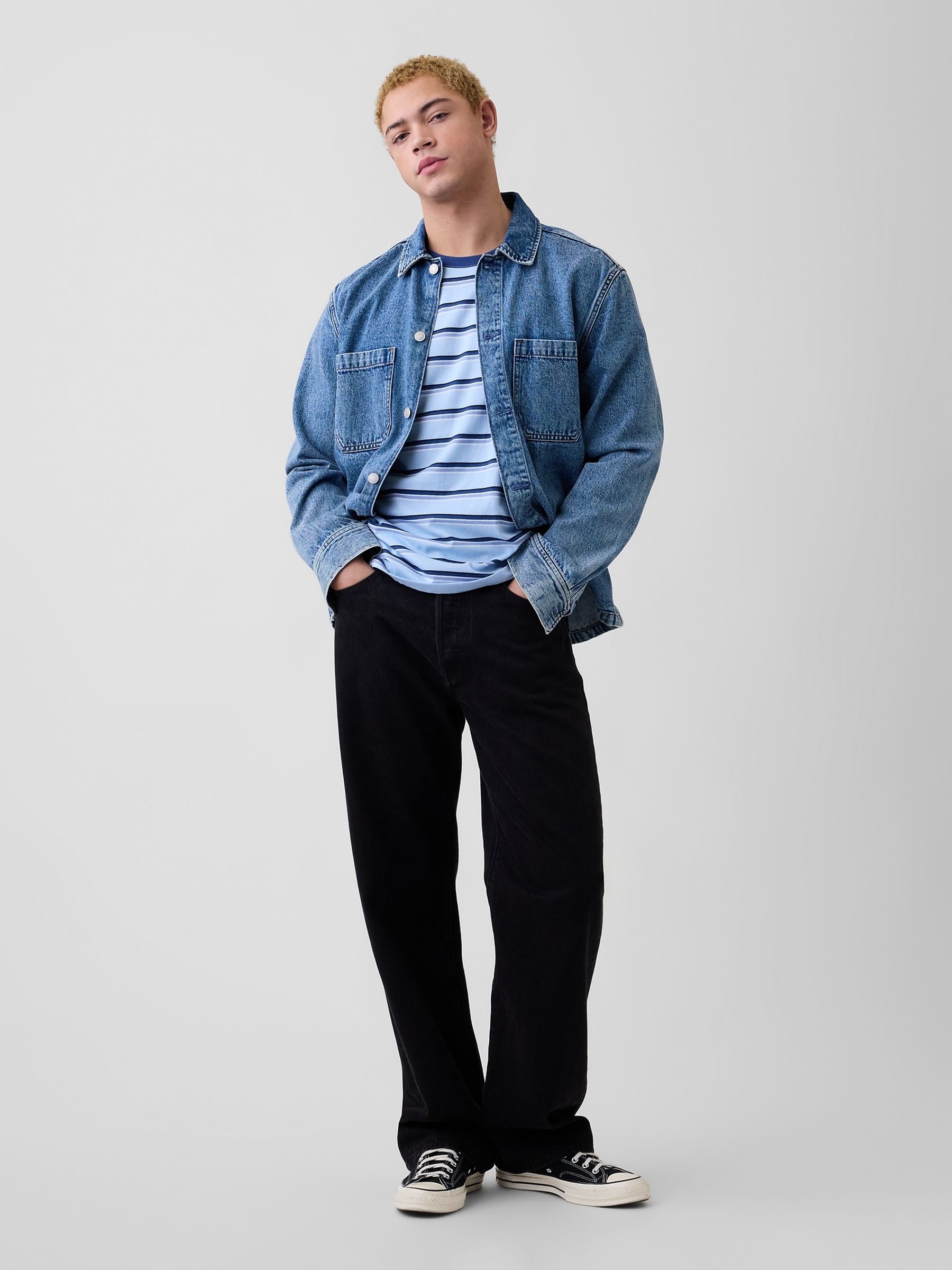 Blue Everyday Soft Stripe Crew Neck T-Shirt - Image 3 of 5