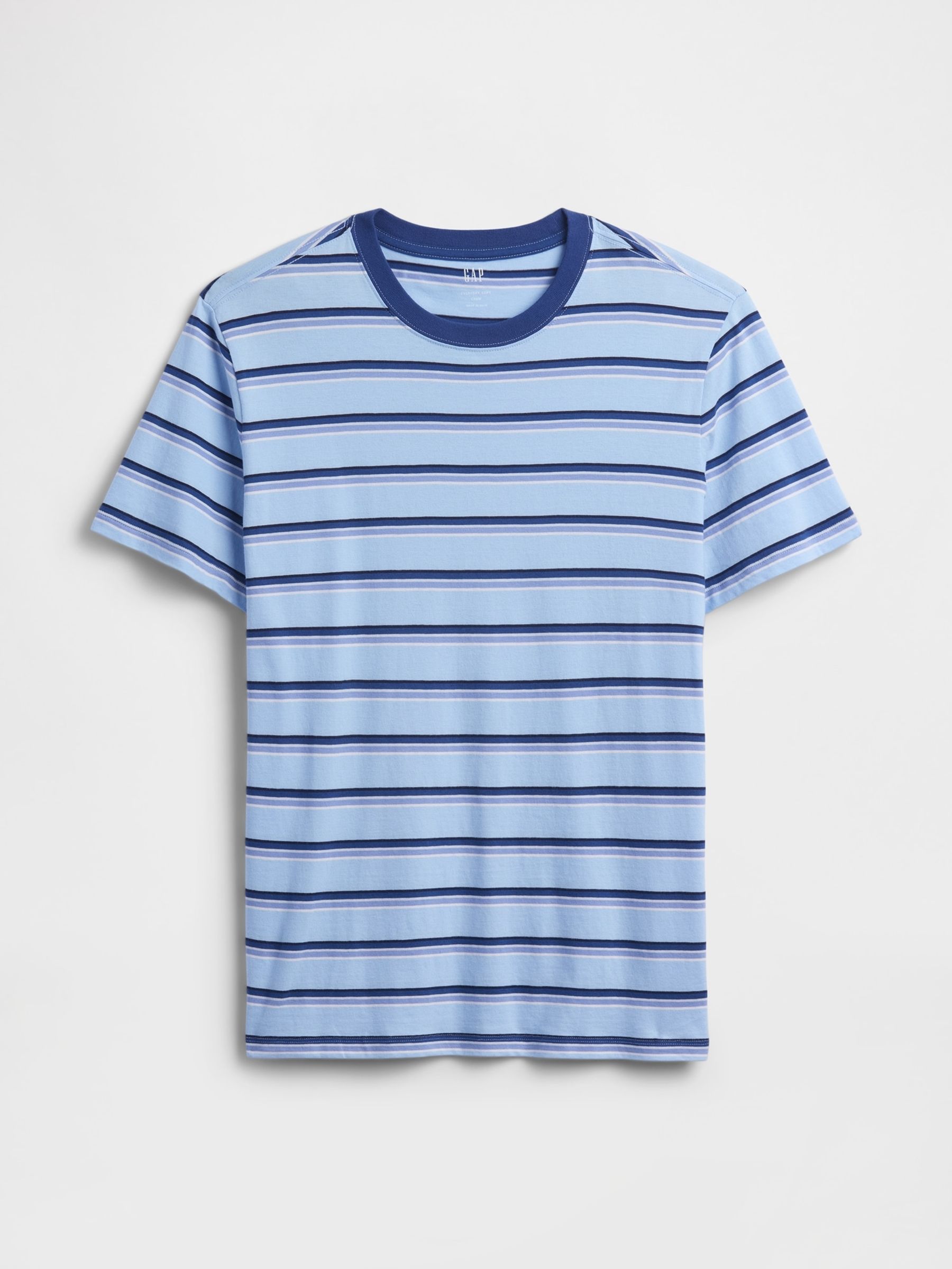 Blue Everyday Soft Stripe Crew Neck T-Shirt - Image 4 of 5