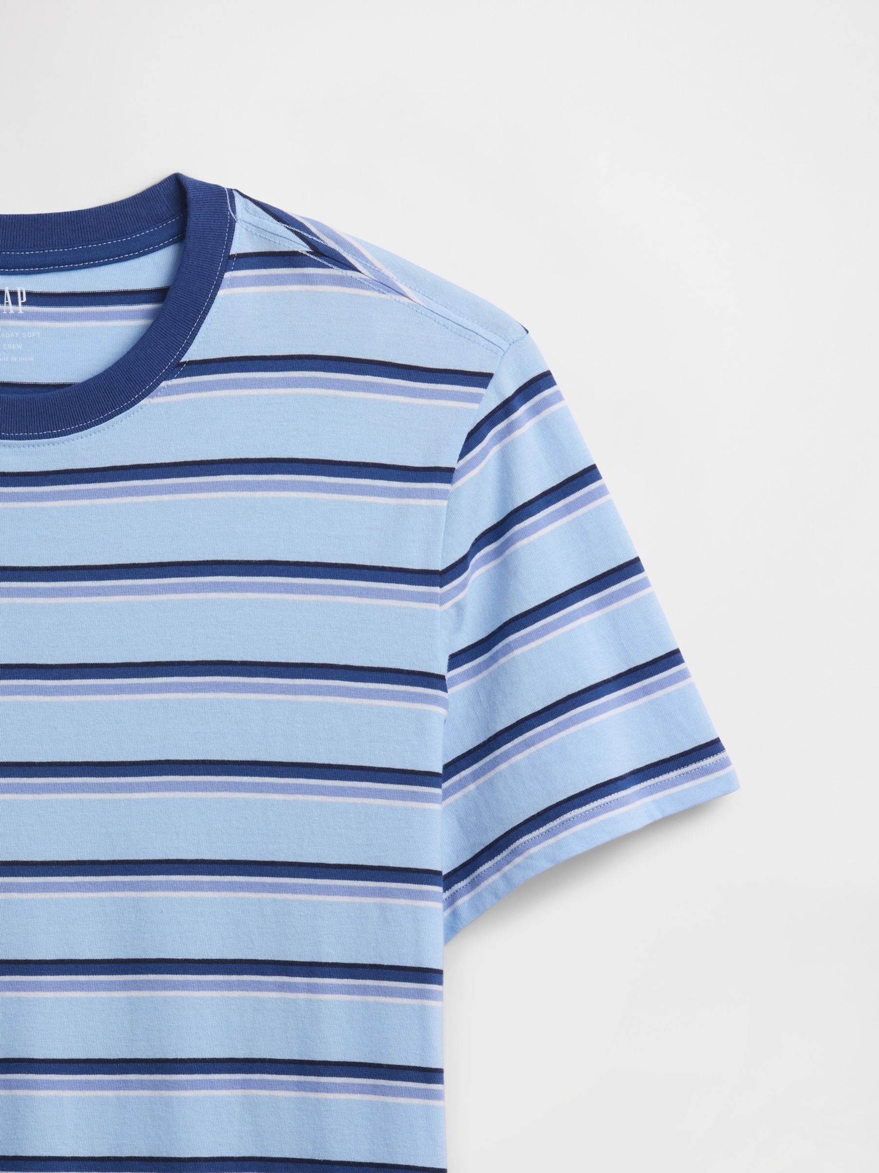 Blue Everyday Soft Stripe Crew Neck T-Shirt - Image 5 of 5