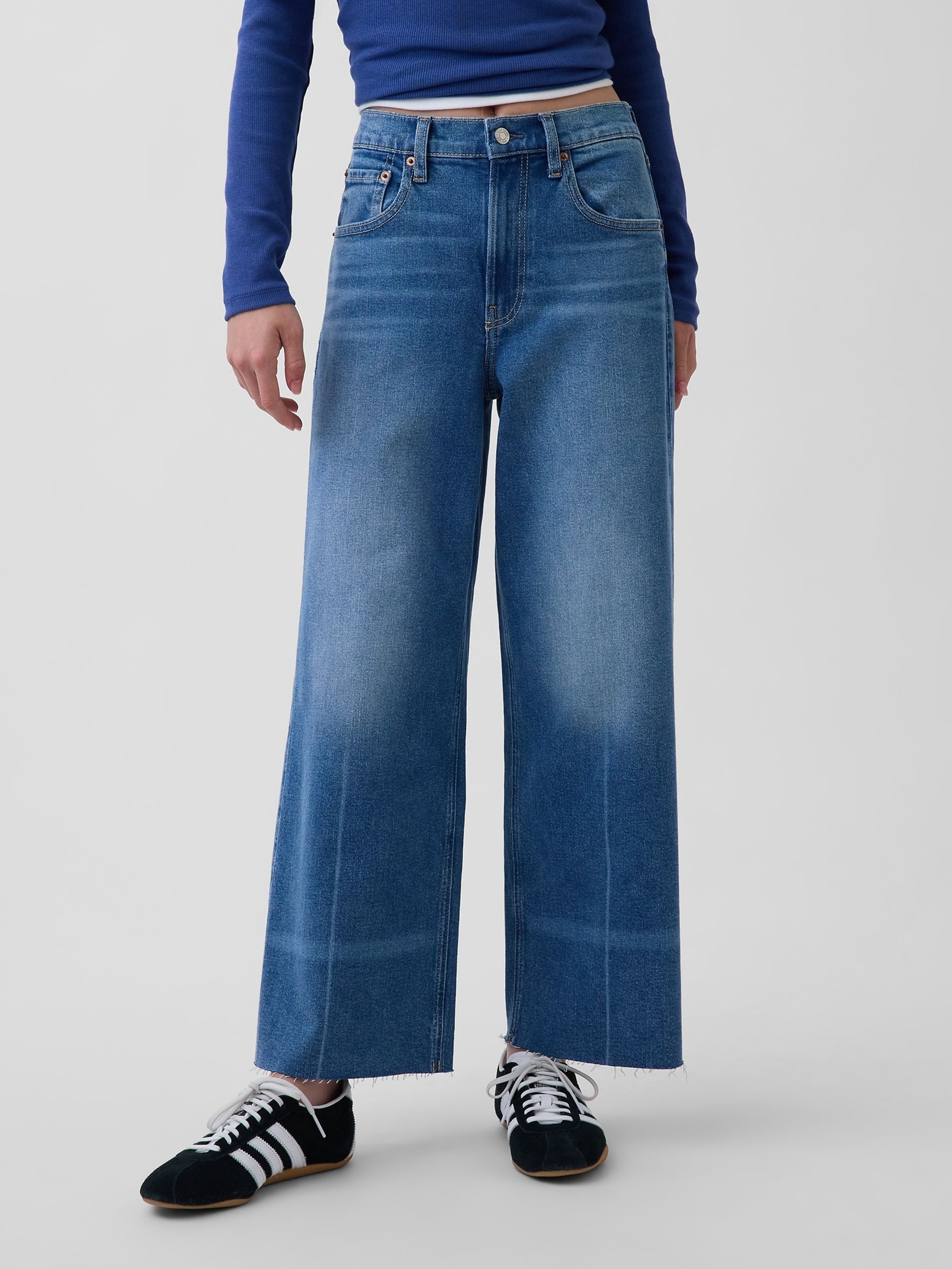 Blue High Waisted Stride Wide-Leg Ankle Jeans - Image 1 of 4