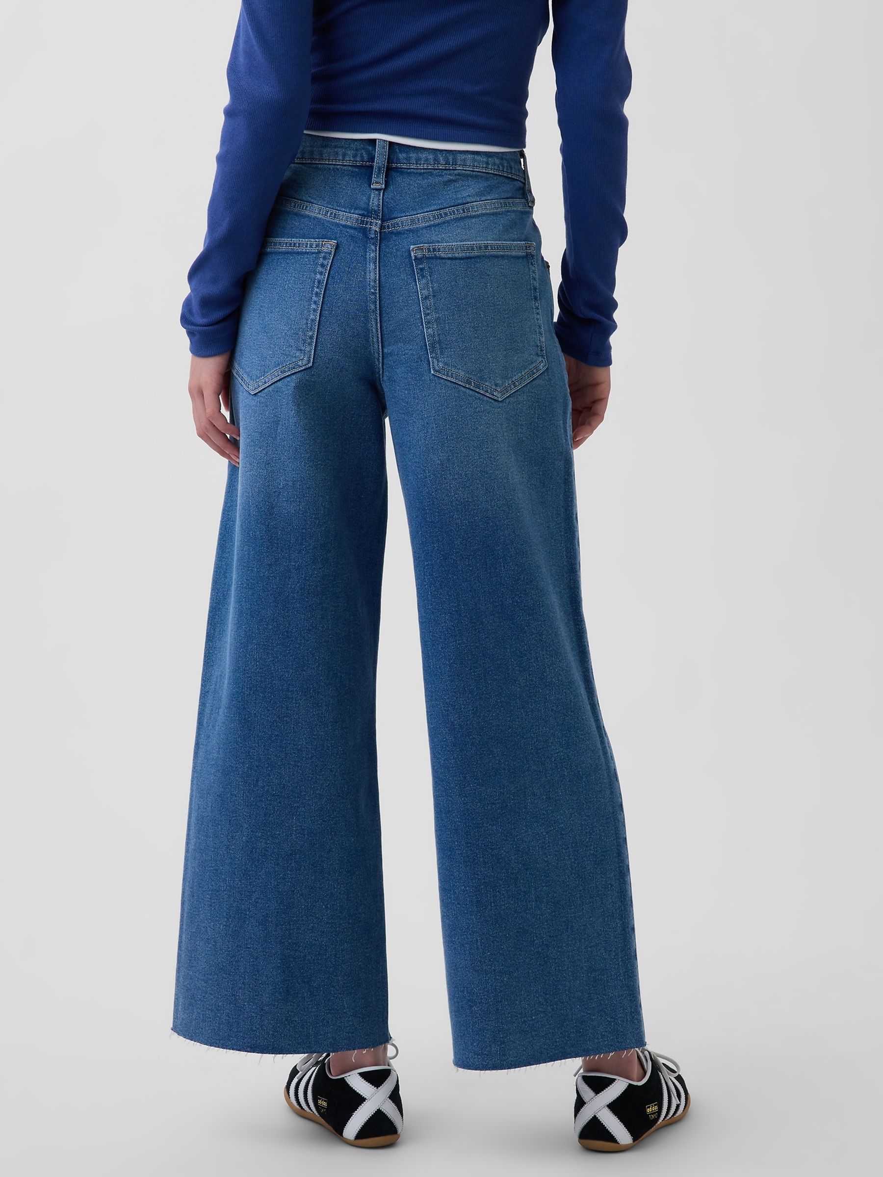 Blue High Waisted Stride Wide-Leg Ankle Jeans - Image 2 of 4 Blue High Waisted Stride Wide-Leg Ankle Jeans - Image 2 of 4