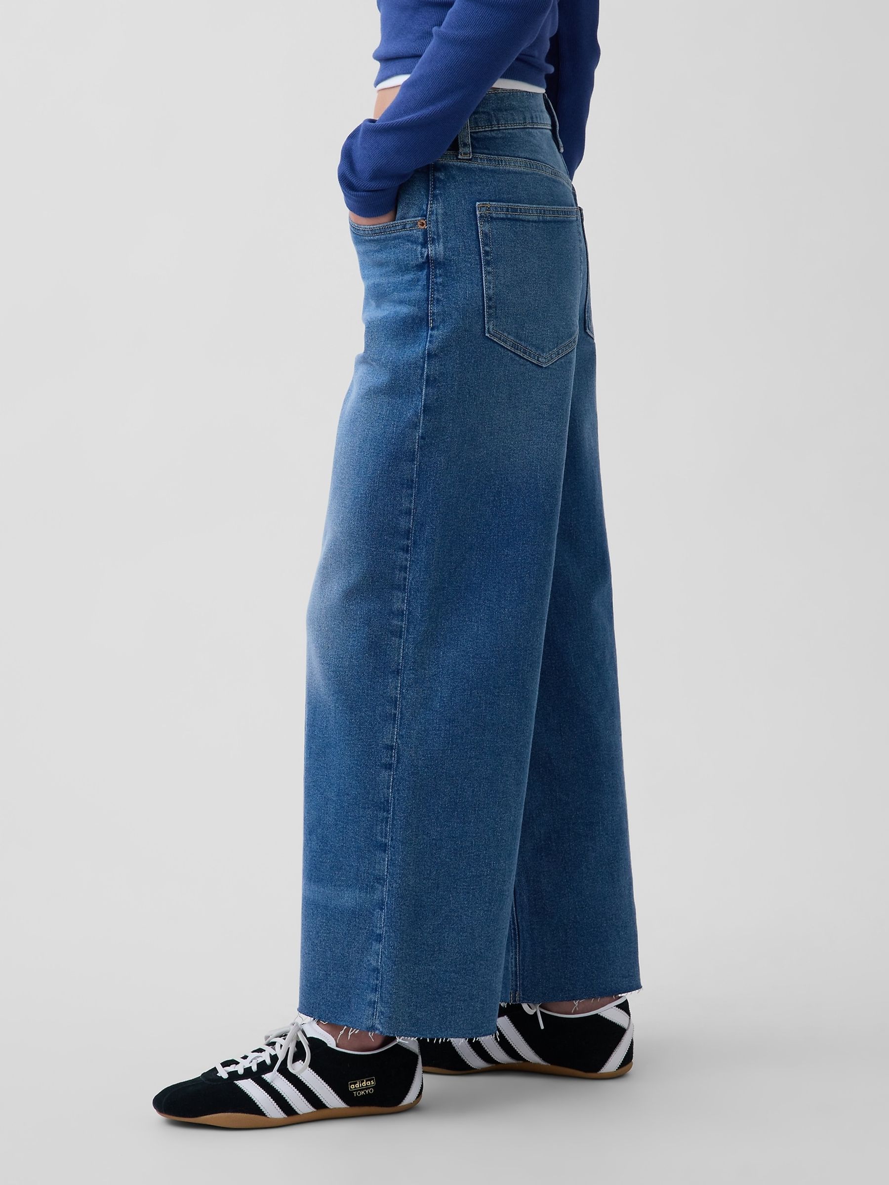 Blue High Waisted Stride Wide-Leg Ankle Jeans - Image 3 of 4
