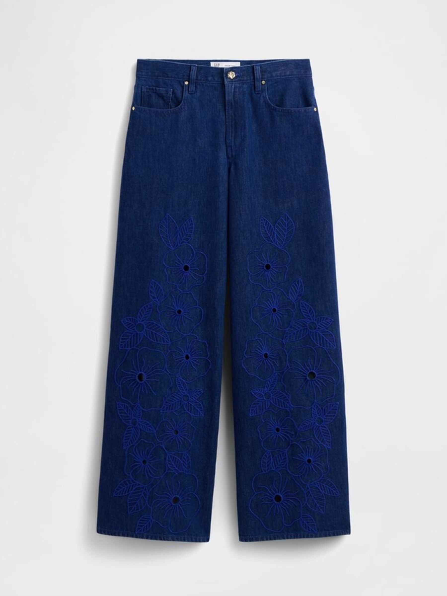 Gap x Harlem's Fashion Row Dark Wash Extra Baggy Floral Jeans - Image 7 of 8