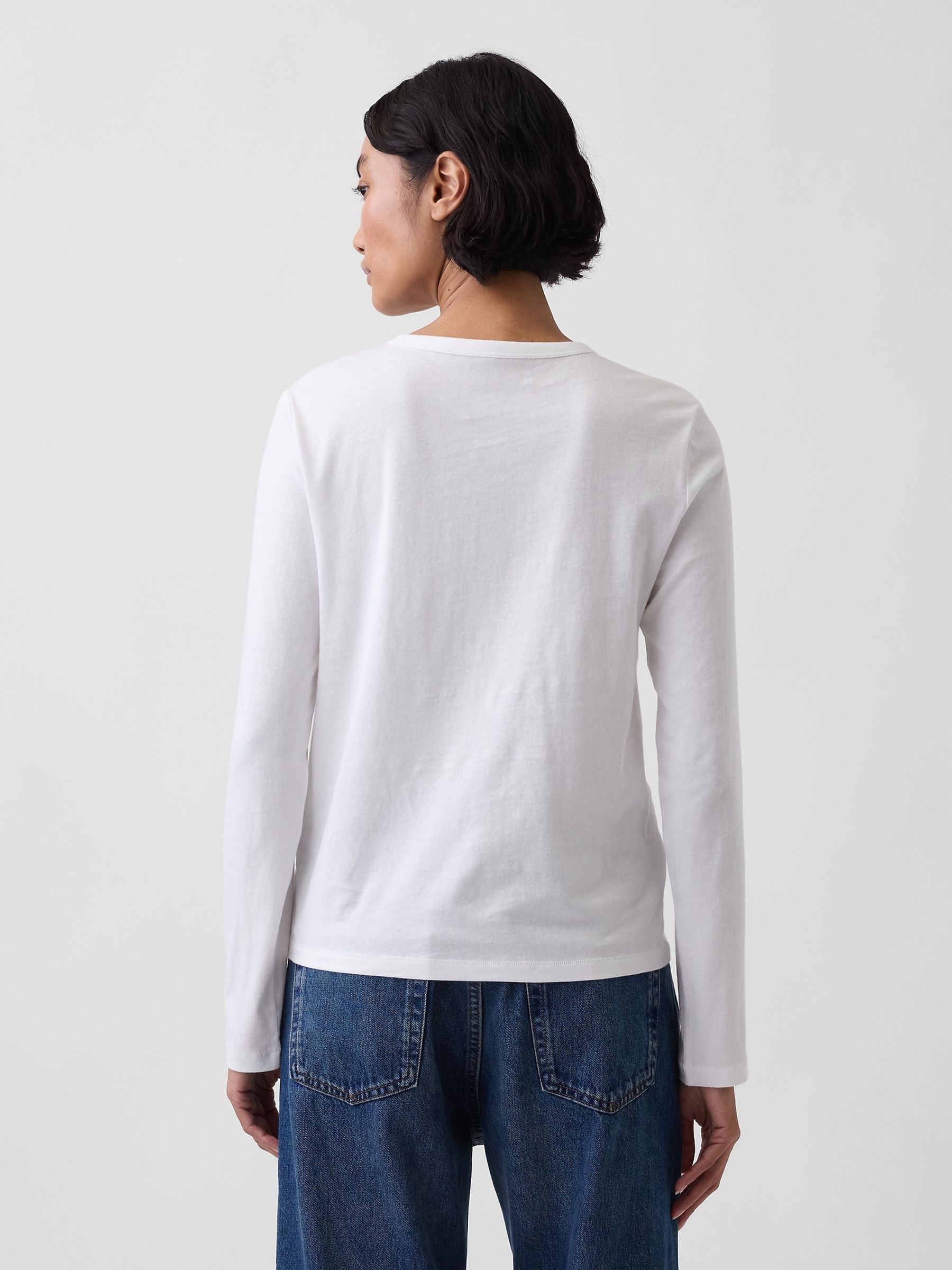 White Cotton Vintage Soft Long Sleeve T-Shirt - Image 2 of 4