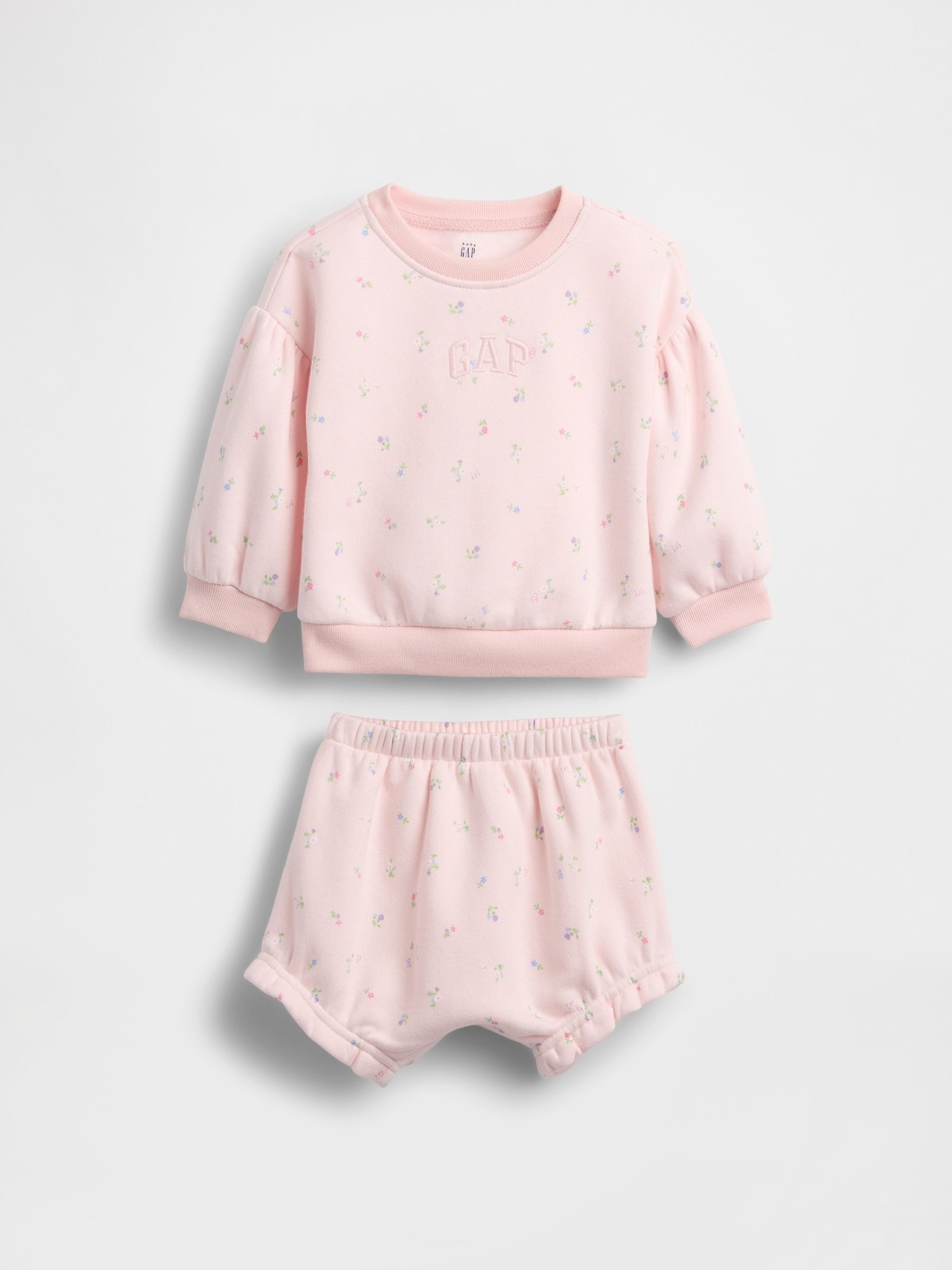 Pink VintageSoft Floral Logo Outfit Set - Image 1 of 3