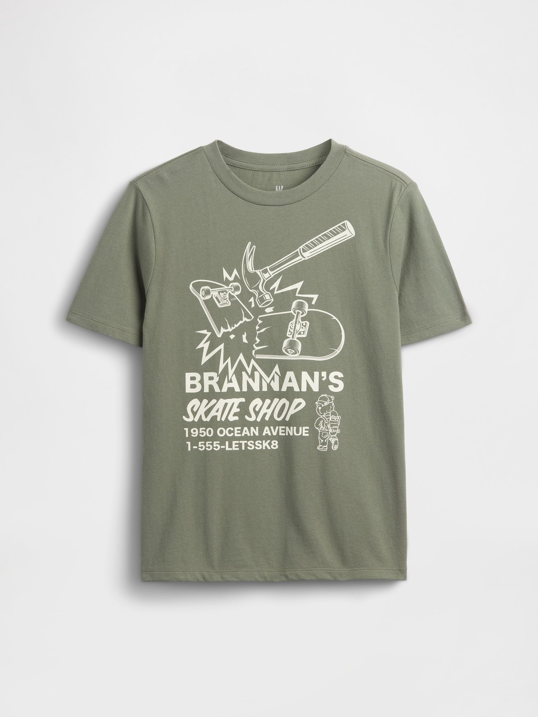 Khaki Green Graphic T-Shirt - Image 1 of 3