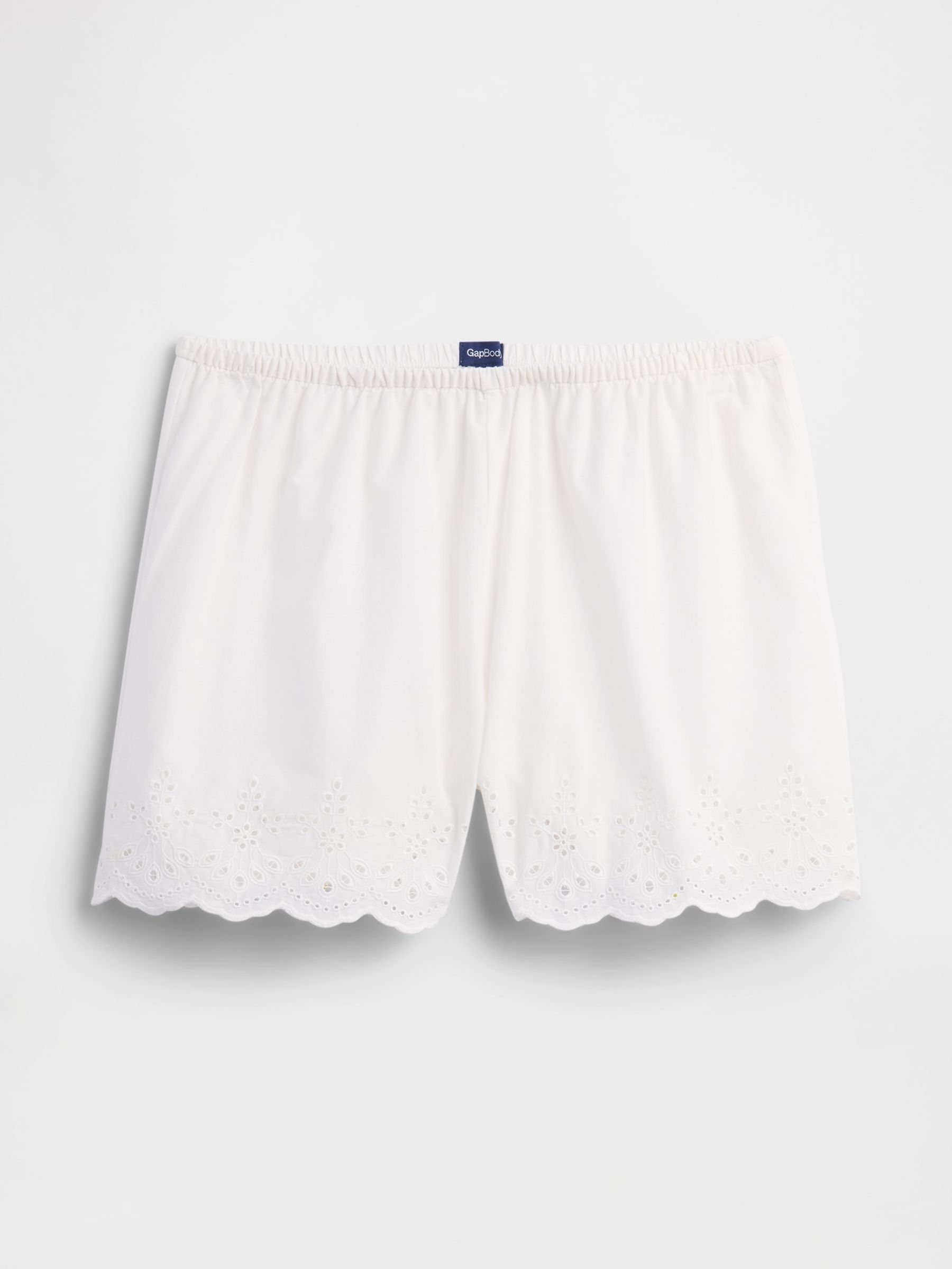 White Poplin Eyelet pyjama Shorts - Image 4 of 5