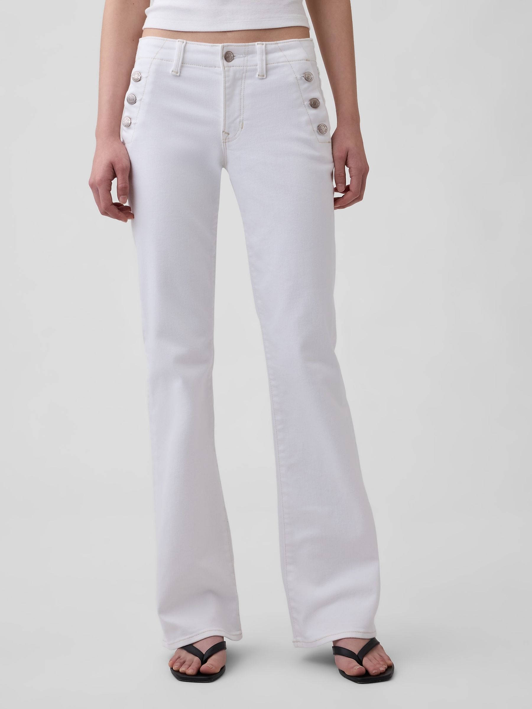 White Low Rise Long and Lean Sailor Jeans - Image 1 of 4