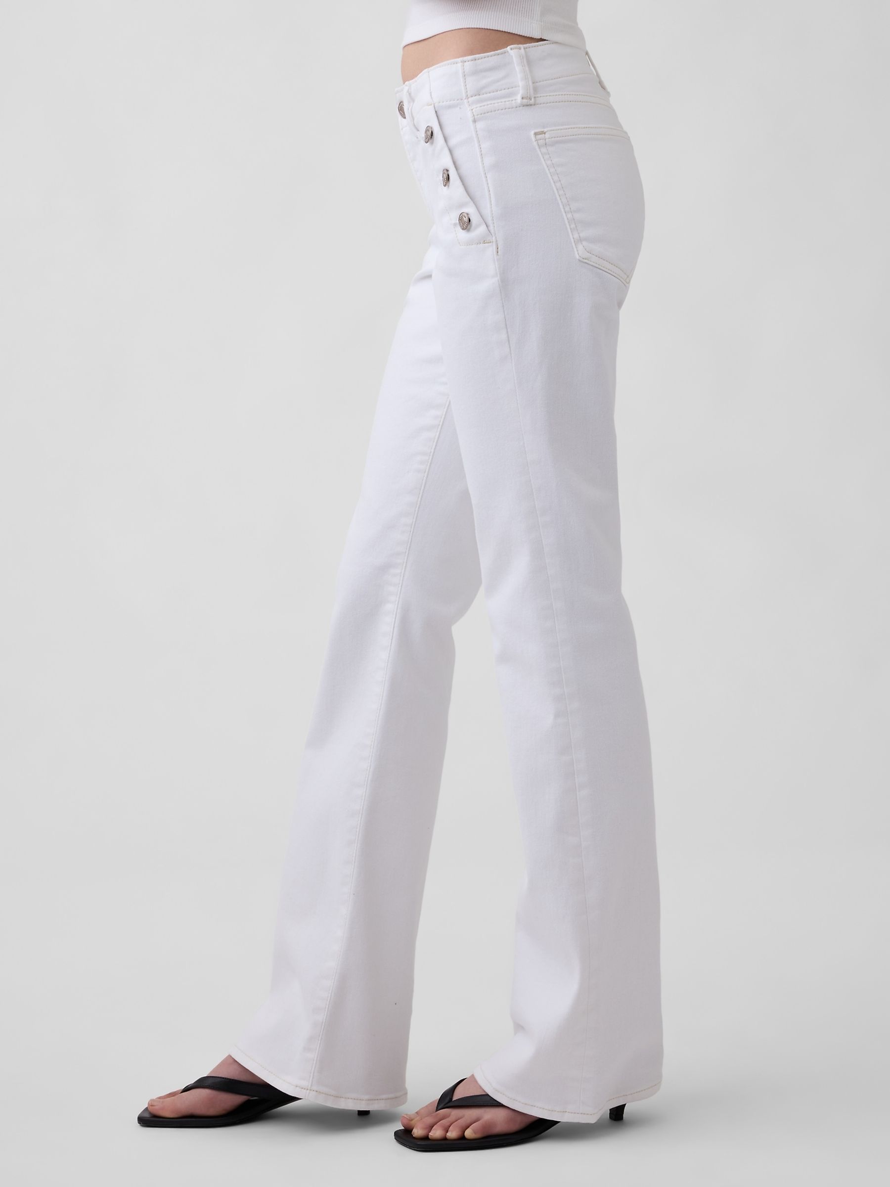 White Low Rise Long and Lean Sailor Jeans - Image 3 of 4