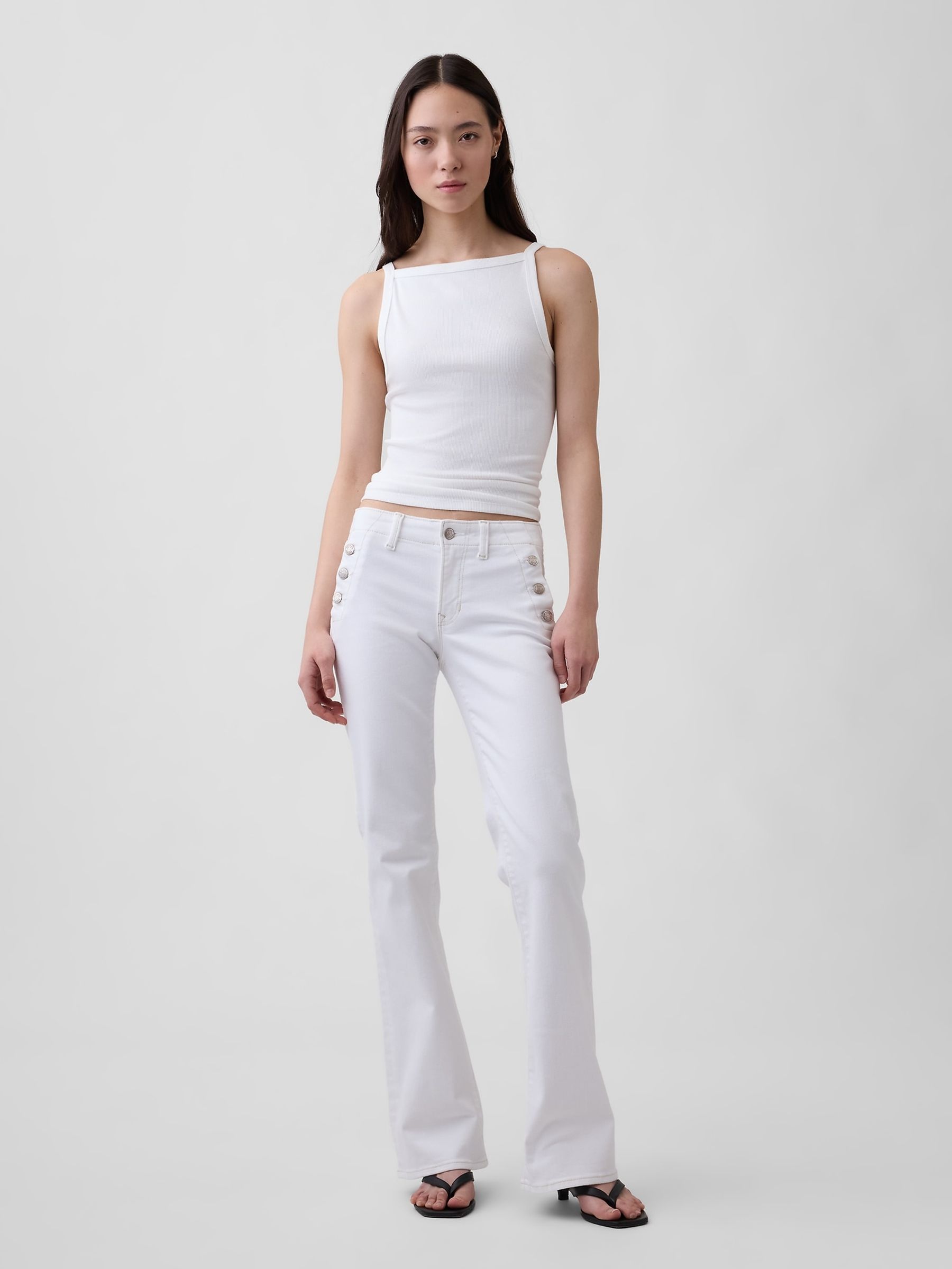 White Low Rise Long and Lean Sailor Jeans - Image 4 of 4