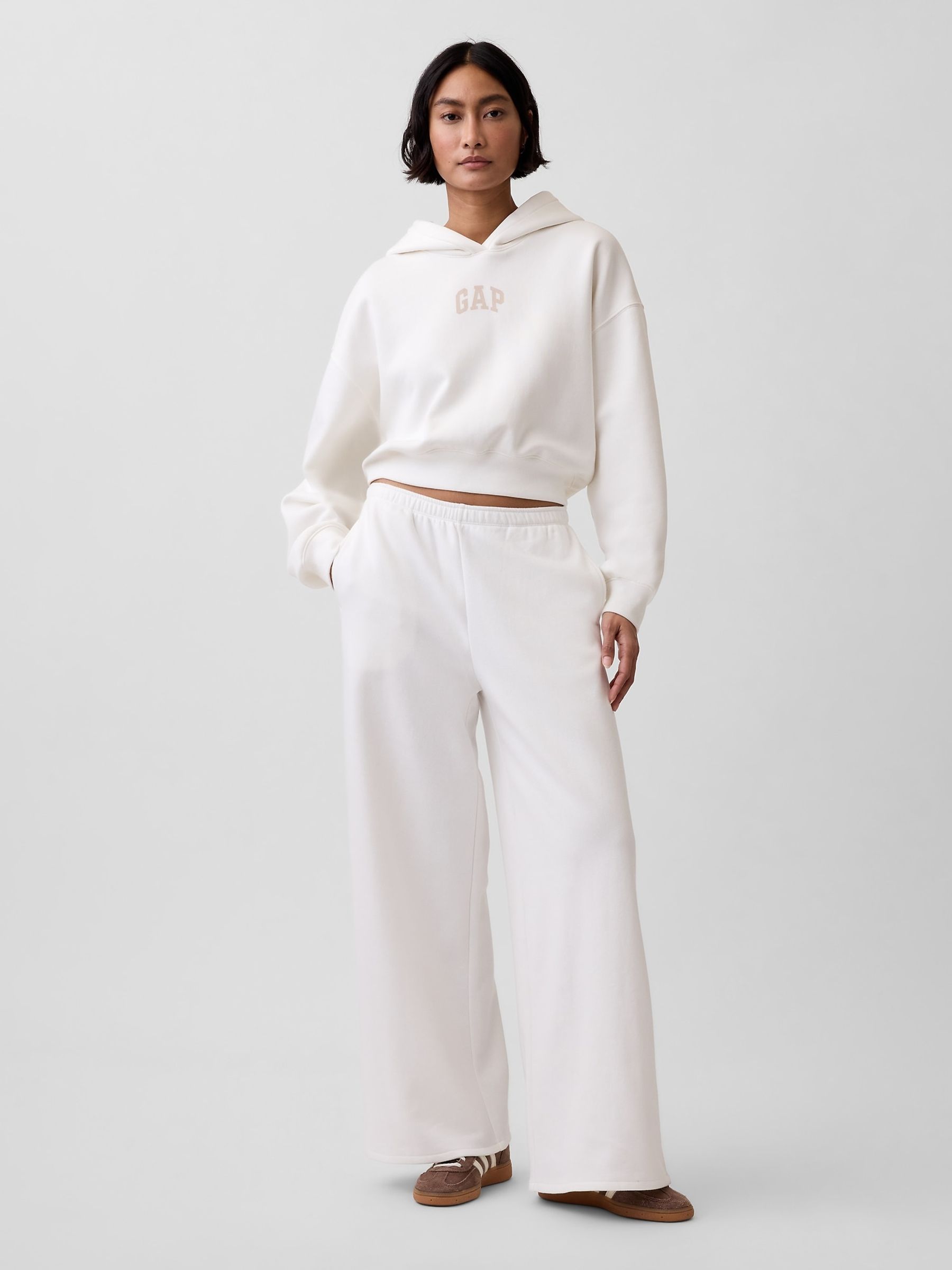 White VintageSoft Oversized Crop Logo Hoodie - Image 3 of 5