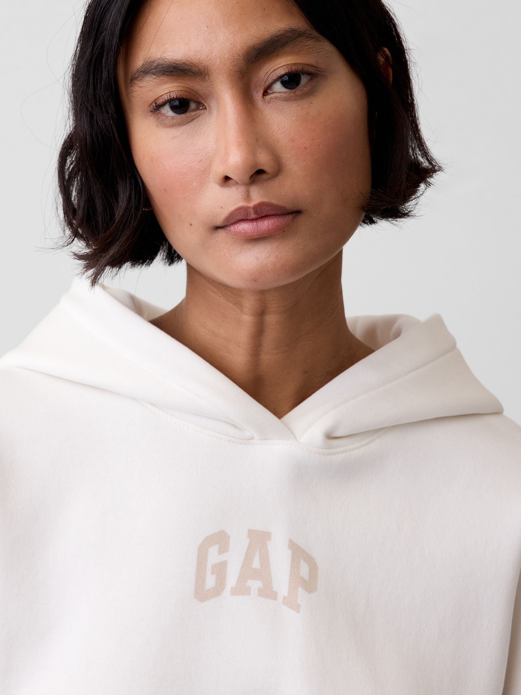 White VintageSoft Oversized Crop Logo Hoodie - Image 4 of 5