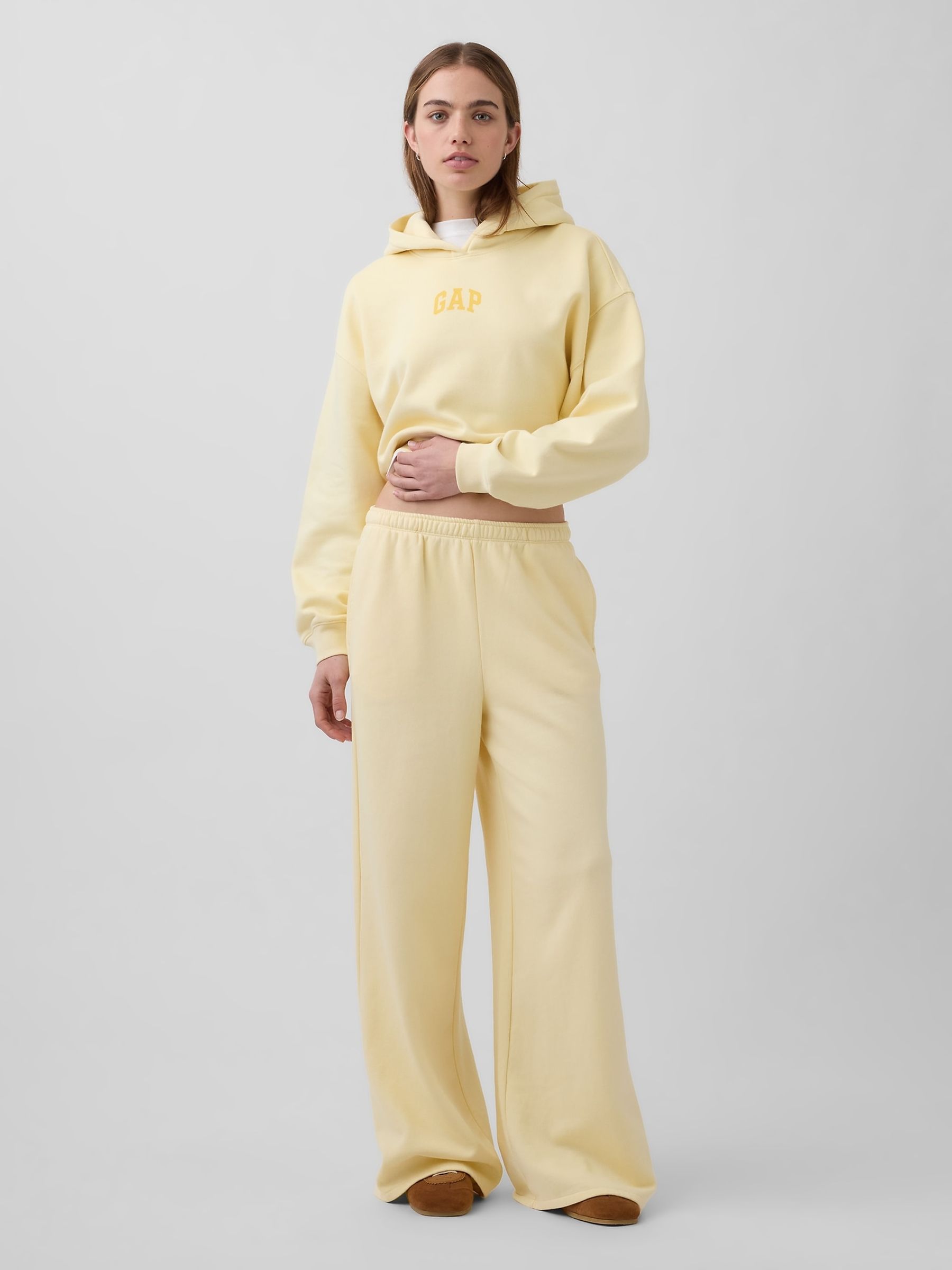 Yellow VintageSoft Oversized Crop Logo Hoodie - Image 4 of 5