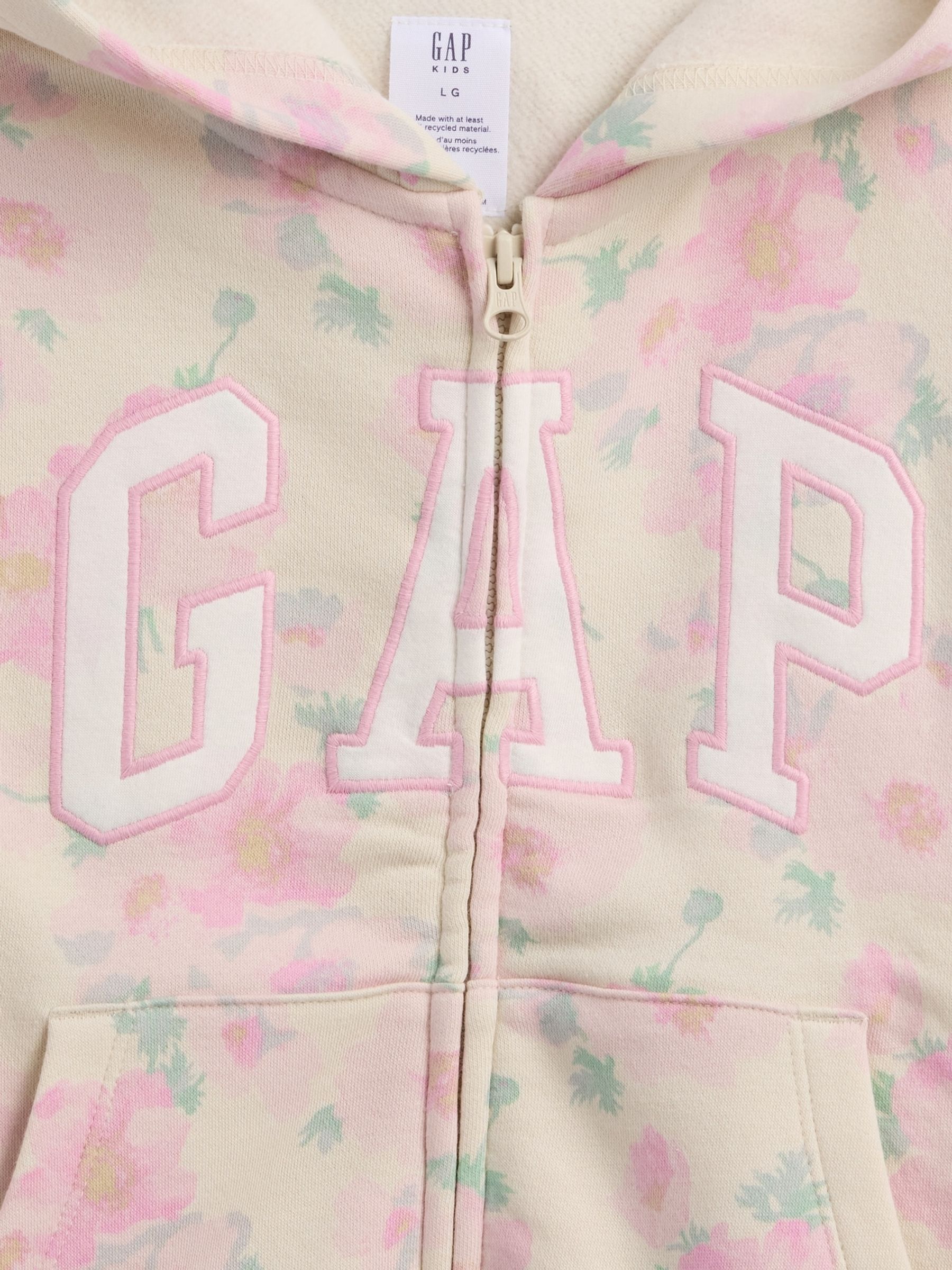 Pink Floral Relaxed Logo Zip Hoodie - Image 3 of 3