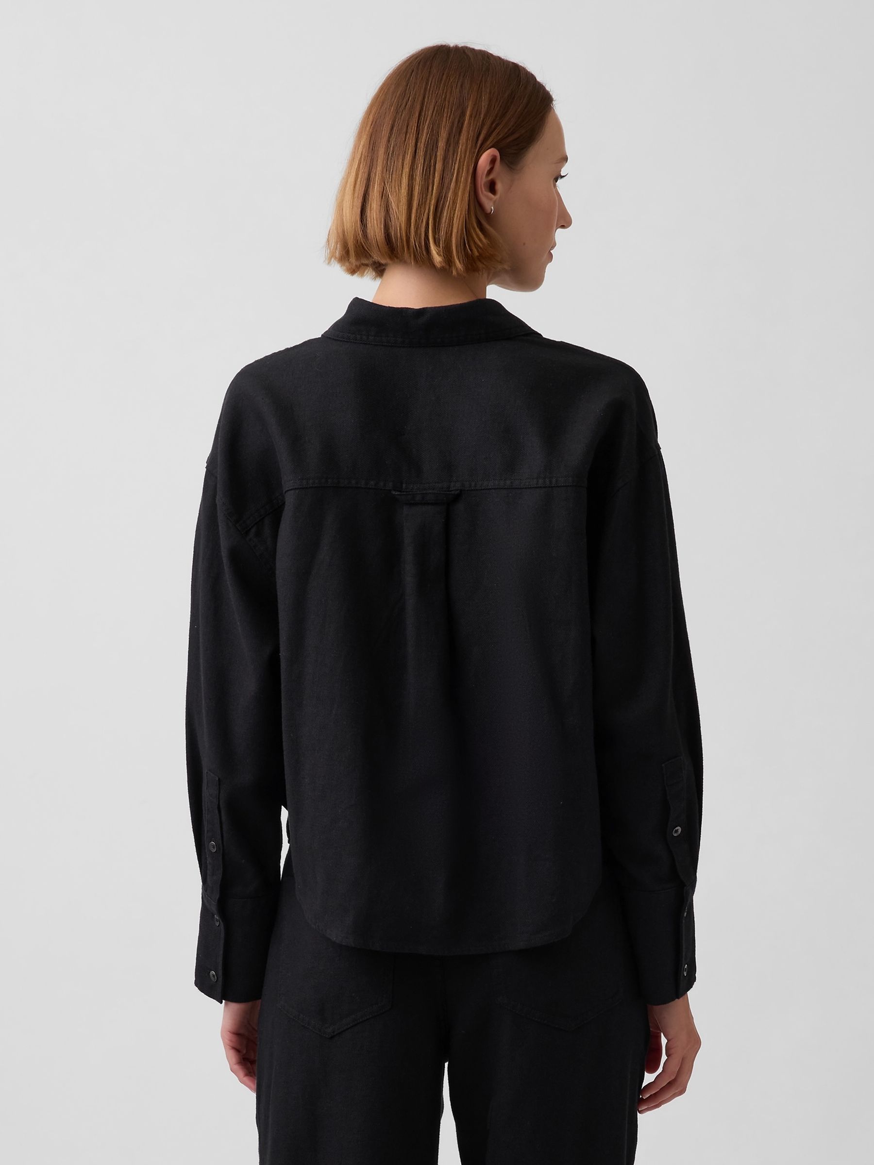 Black Linen Oversized Shirt - Image 2 of 4 Black Linen Oversized Shirt - Image 2 of 4