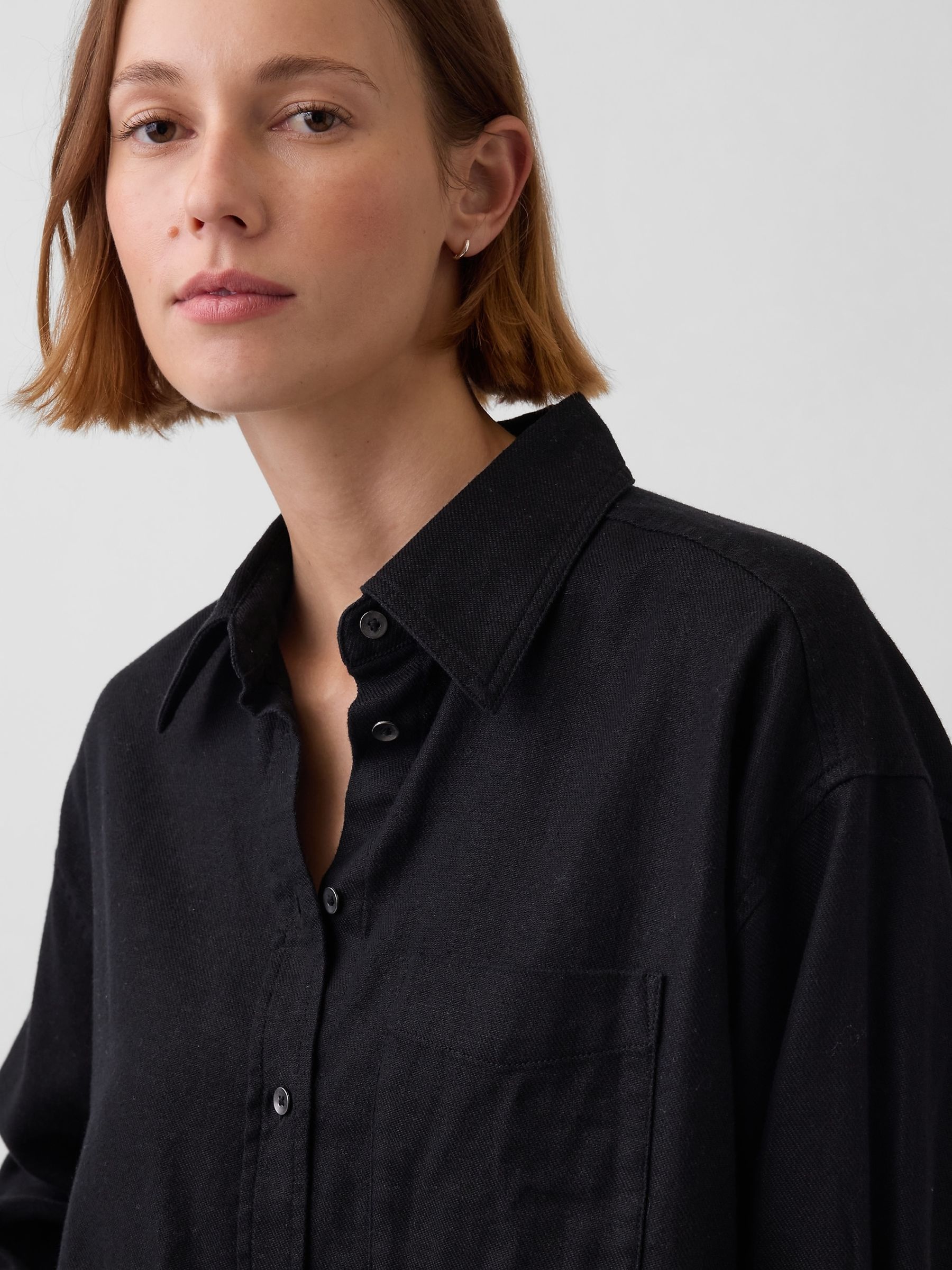 Black Linen Oversized Shirt - Image 3 of 4