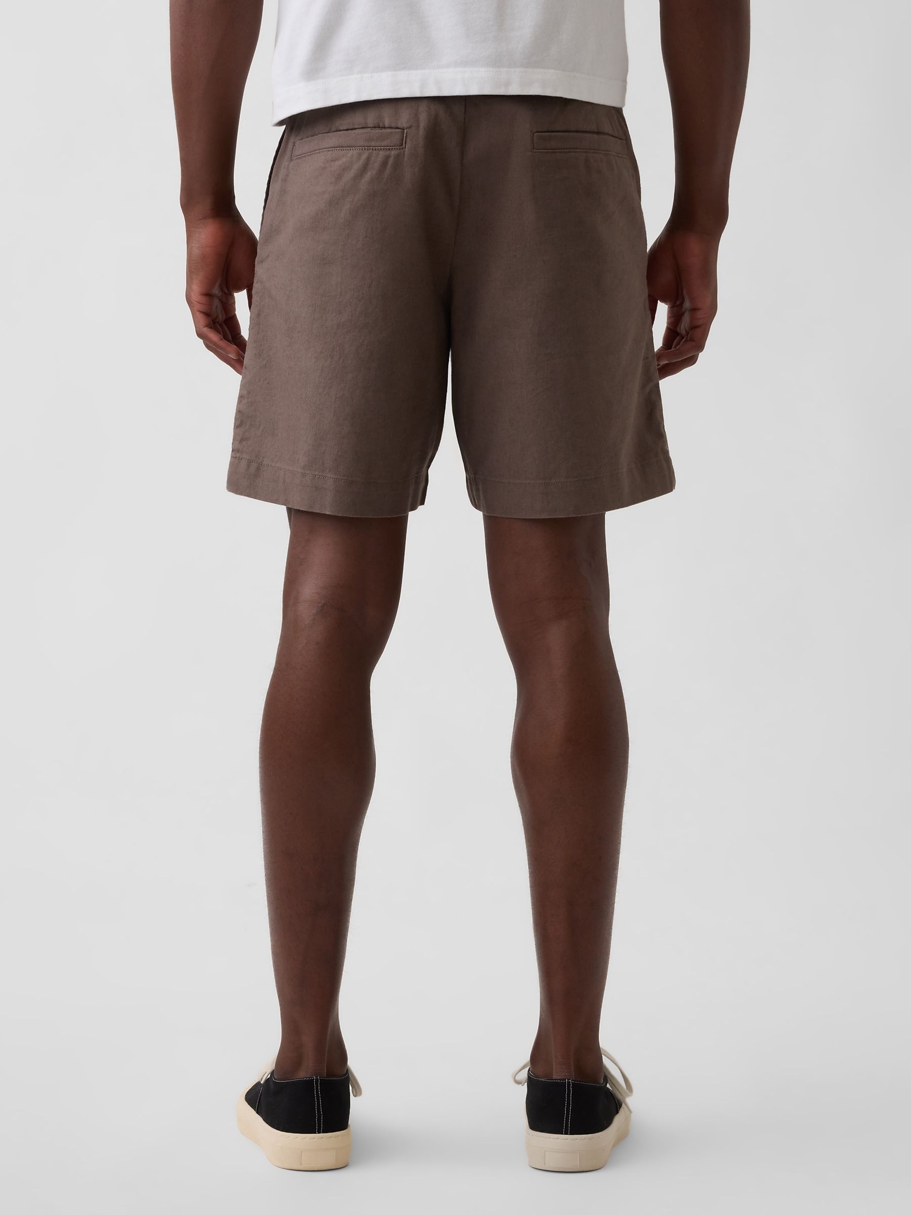 Brown 7.5 inch Linen-Cotton Shorts - Image 2 of 5 Brown 7.5 inch Linen-Cotton Shorts - Image 2 of 5