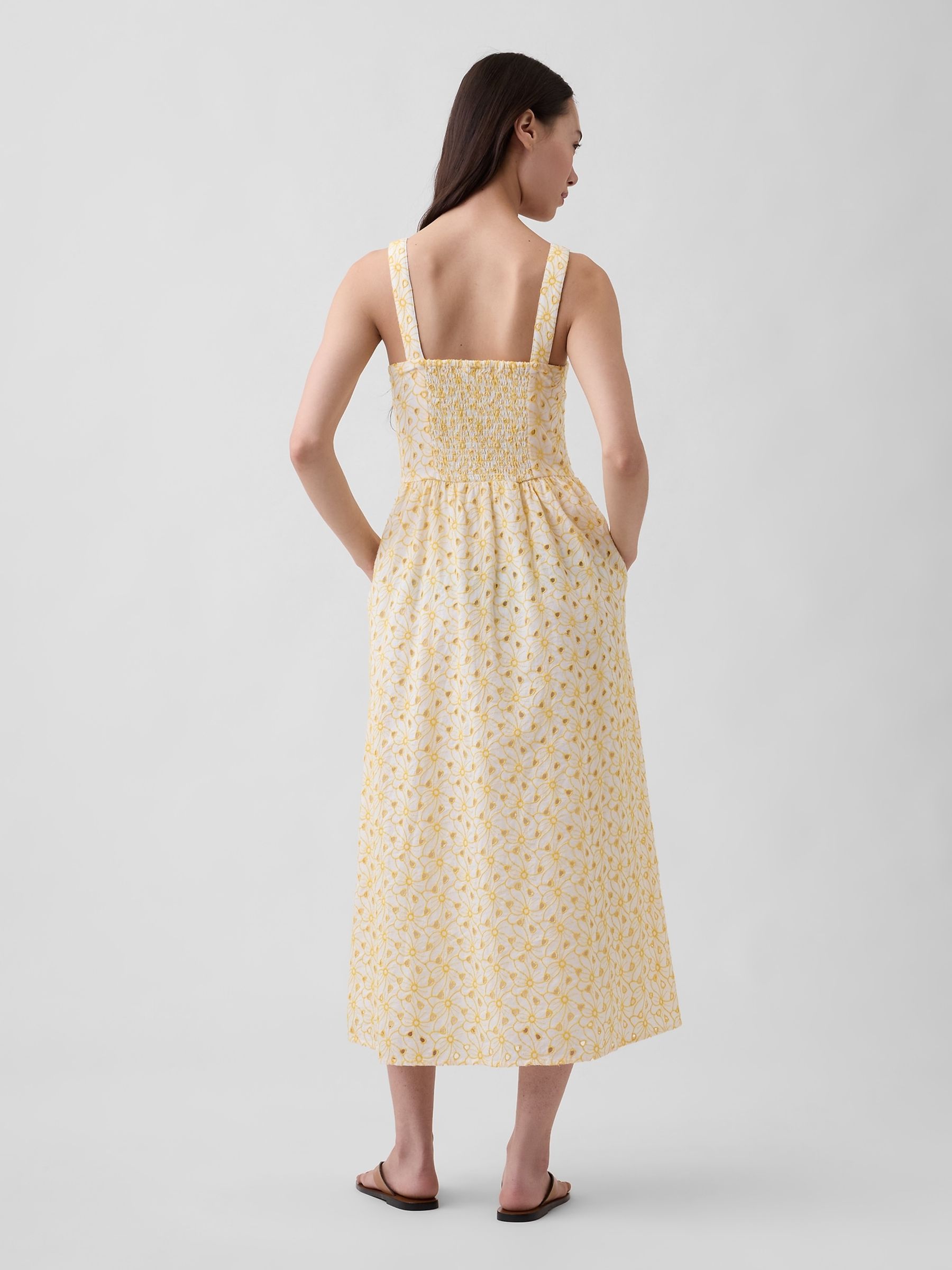Yellow Eyelet Seamed Drop-Waist Maxi Dress - Image 2 of 4
